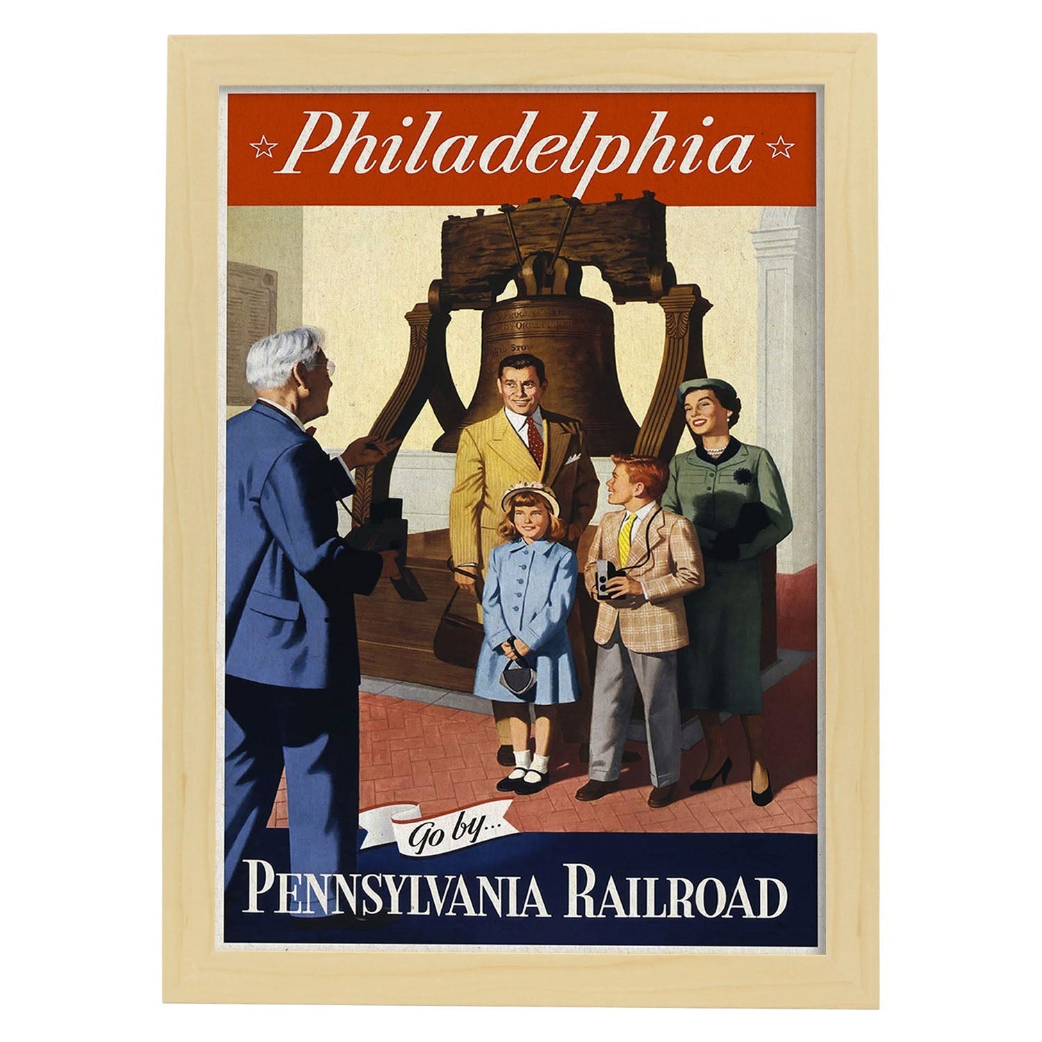 Poster Vintage. Cartel Vintage de América. Philadelphia.-Artwork-Nacnic-A3-Marco Madera clara-Nacnic Estudio SL