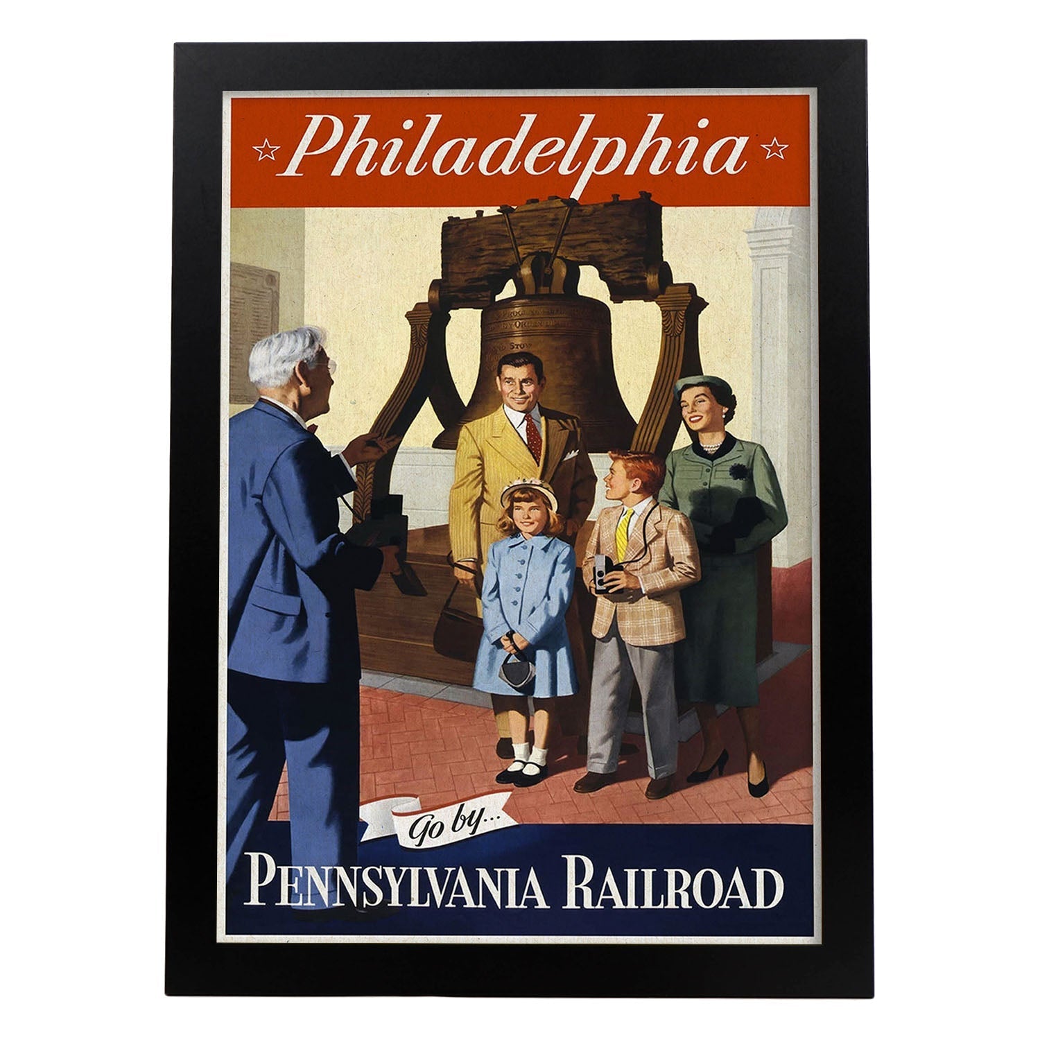 Poster Vintage. Cartel Vintage de América. Philadelphia.-Artwork-Nacnic-A3-Marco Negro-Nacnic Estudio SL