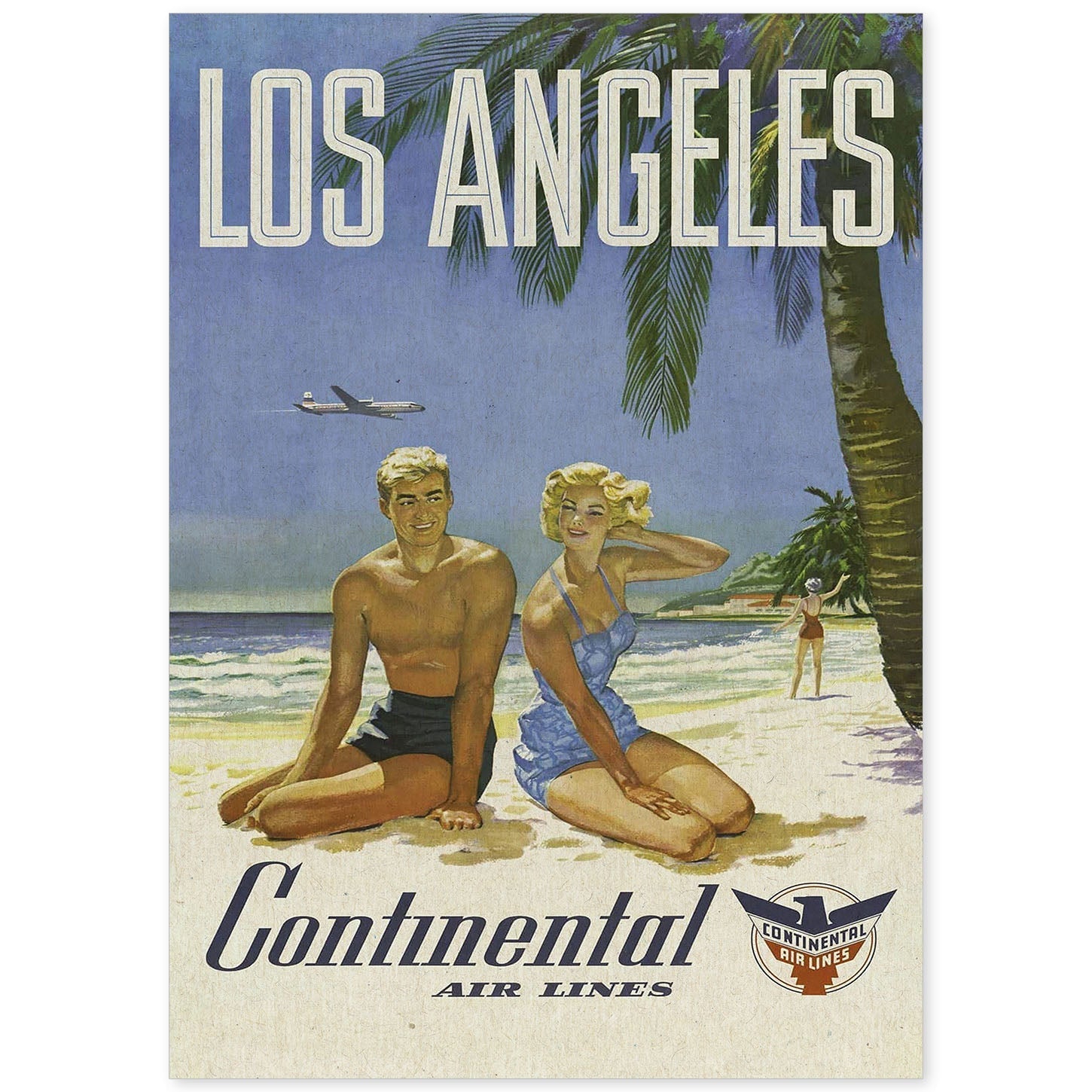 Poster Vintage. Cartel Vintage de América. Playa de Los Angeles.-Artwork-Nacnic-A4-Sin marco-Nacnic Estudio SL