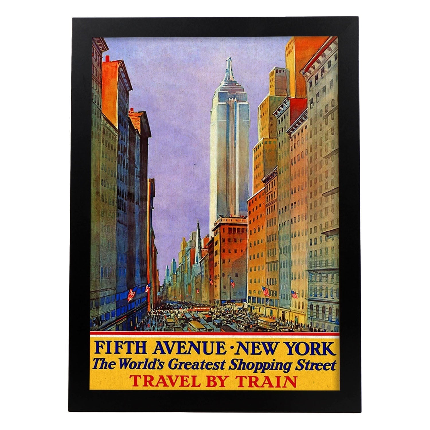 Poster Vintage. Cartel Vintage de América. Quinta Avenida, Nueva York.-Artwork-Nacnic-A3-Marco Negro-Nacnic Estudio SL