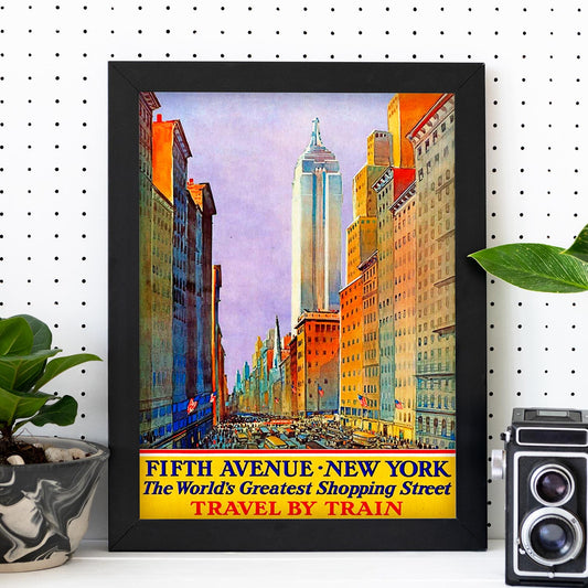 Poster Vintage. Cartel Vintage de América. Quinta Avenida, Nueva York.-Artwork-Nacnic-Nacnic Estudio SL
