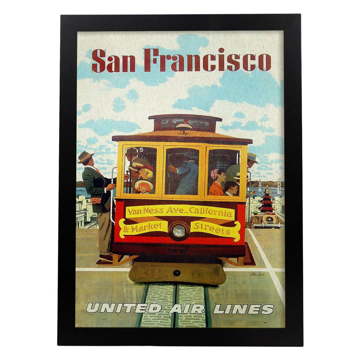 Poster Vintage. Cartel Vintage de América. San Francisco.-Artwork-Nacnic-A3-Marco Negro-Nacnic Estudio SL