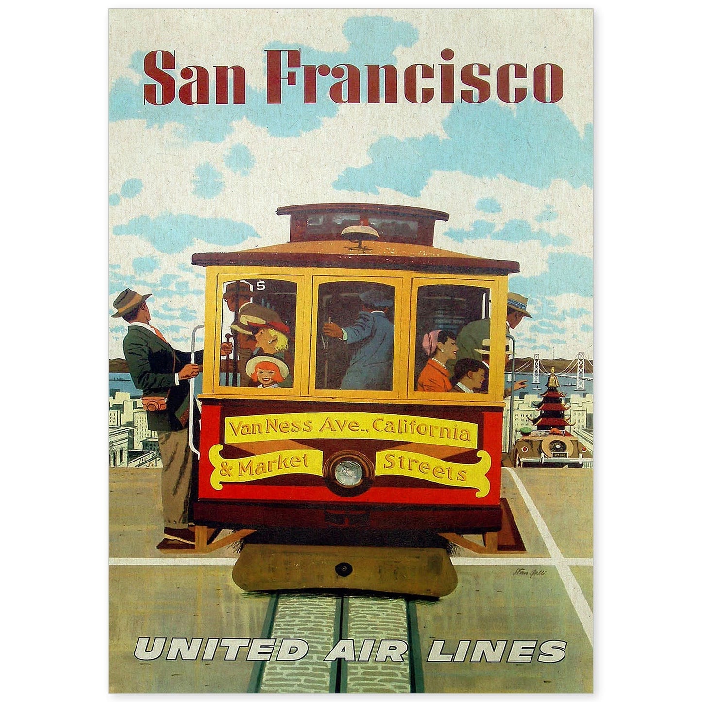 Poster Vintage. Cartel Vintage de América. San Francisco.-Artwork-Nacnic-A4-Sin marco-Nacnic Estudio SL