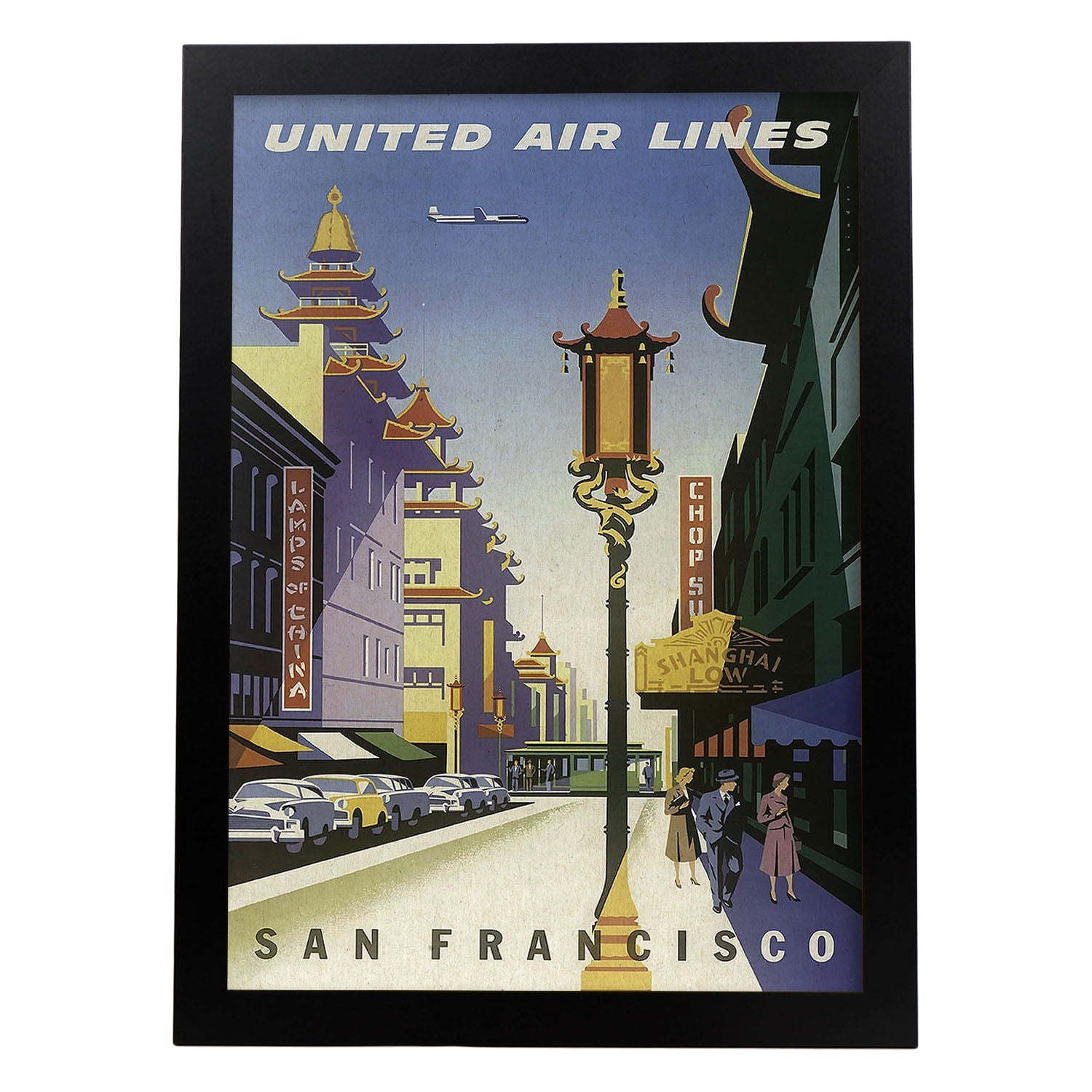 Poster Vintage. Cartel Vintage de América. Tranvia San Francisco.-Artwork-Nacnic-A4-Marco Negro-Nacnic Estudio SL