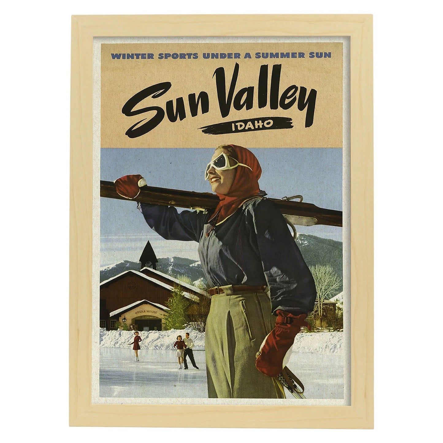 Poster Vintage. Cartel Vintage de América. Valle del Sol, Idaho.-Artwork-Nacnic-A3-Marco Madera clara-Nacnic Estudio SL