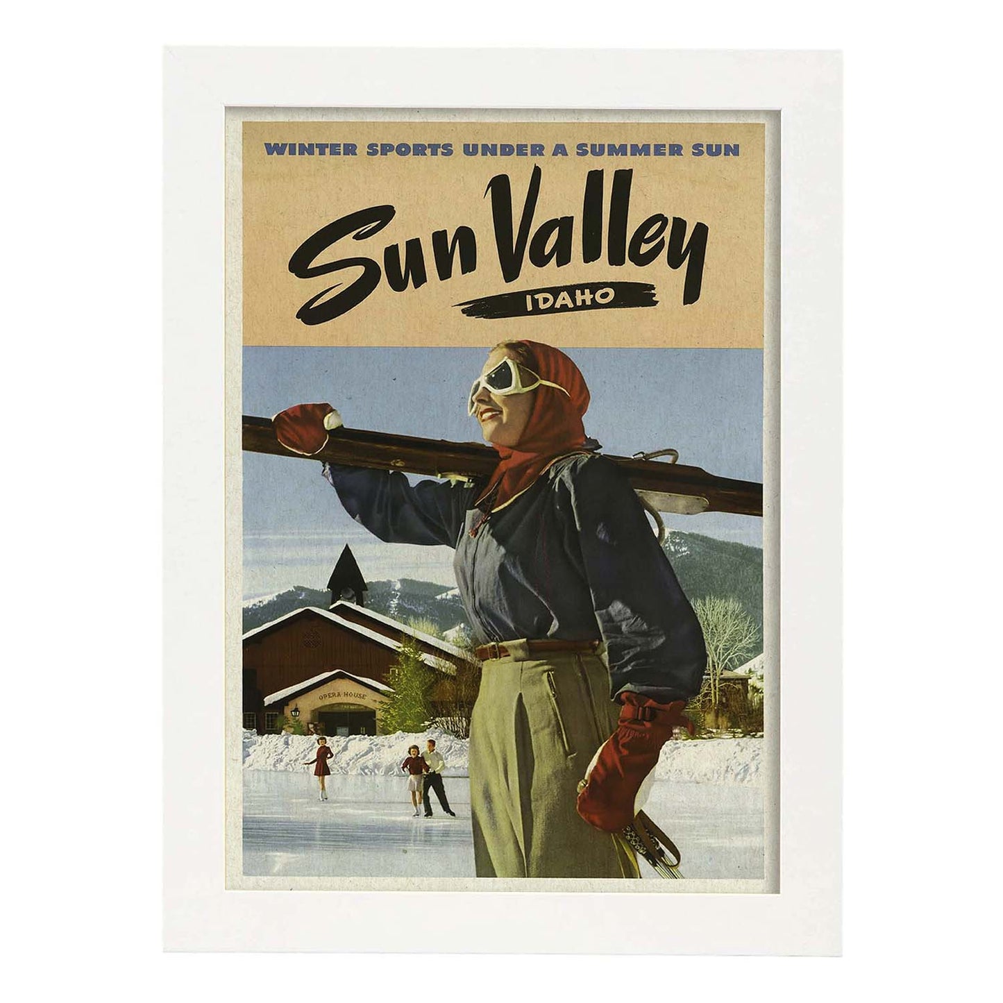 Poster Vintage. Cartel Vintage de América. Valle del Sol, Idaho.-Artwork-Nacnic-A4-Marco Blanco-Nacnic Estudio SL
