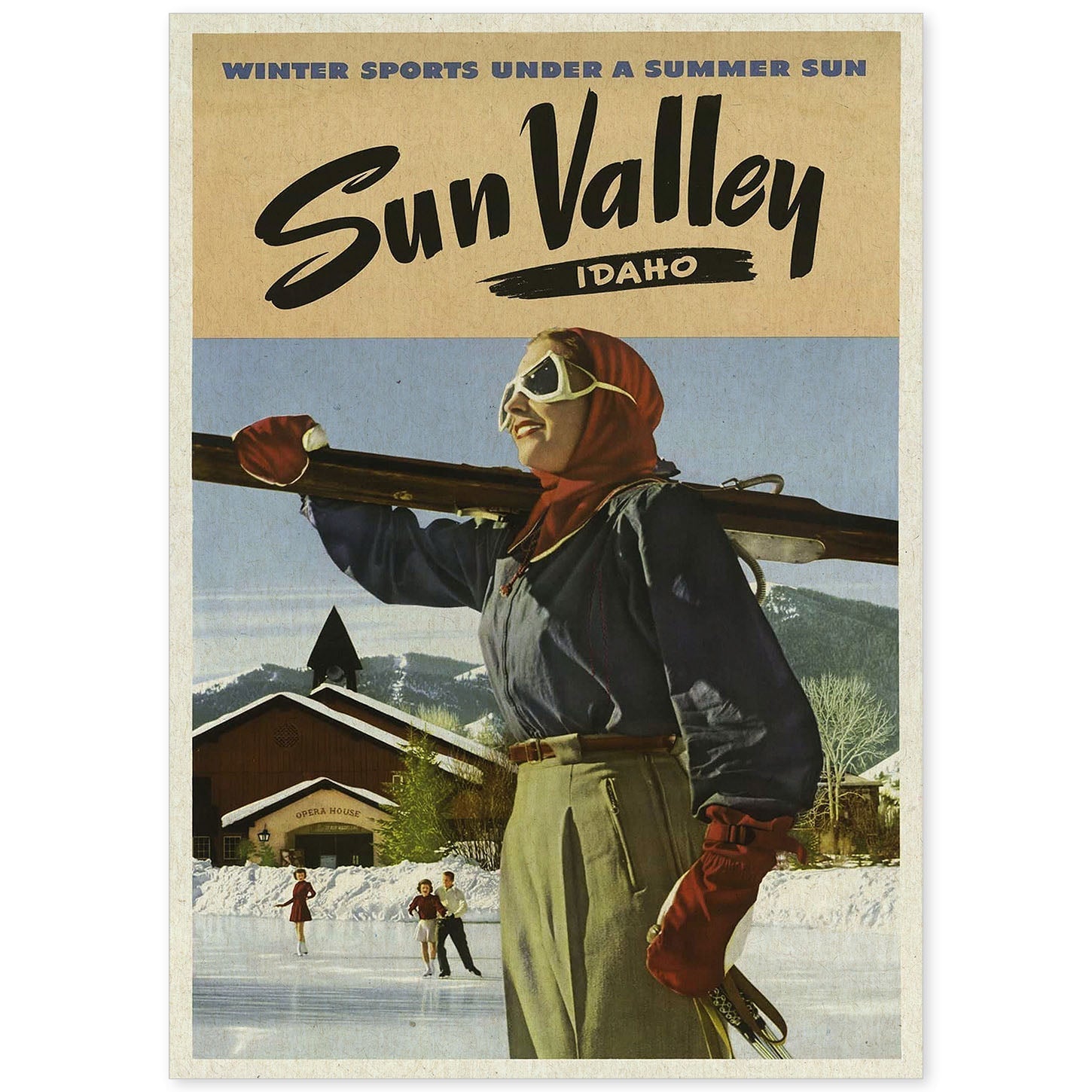 Poster Vintage. Cartel Vintage de América. Valle del Sol, Idaho.-Artwork-Nacnic-A4-Sin marco-Nacnic Estudio SL