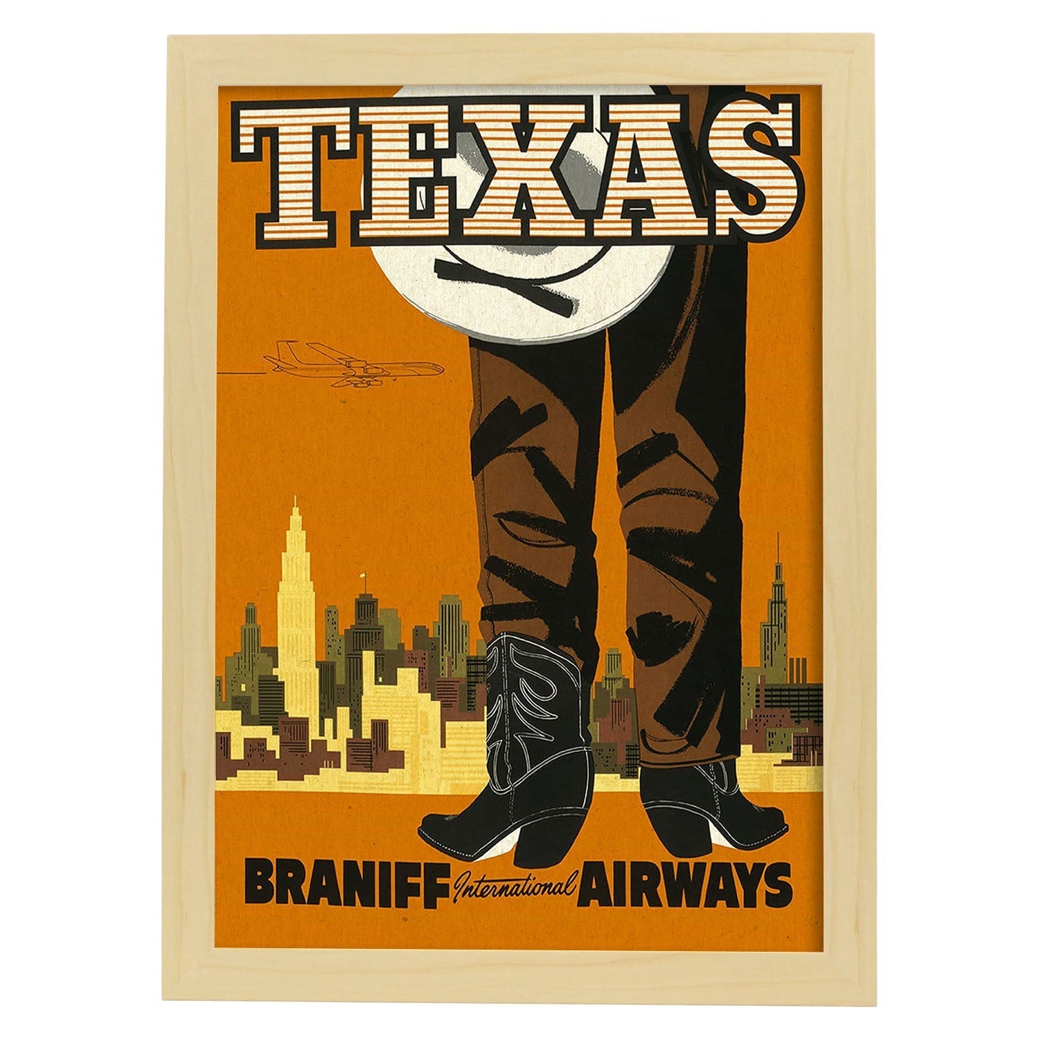 Poster Vintage. Cartel Vintage de América. Vaquero de Texas.-Artwork-Nacnic-A3-Marco Madera clara-Nacnic Estudio SL