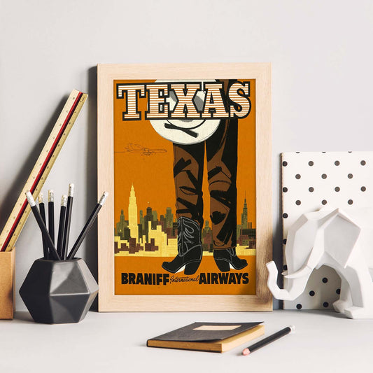Poster Vintage. Cartel Vintage de América. Vaquero de Texas.-Artwork-Nacnic-Nacnic Estudio SL