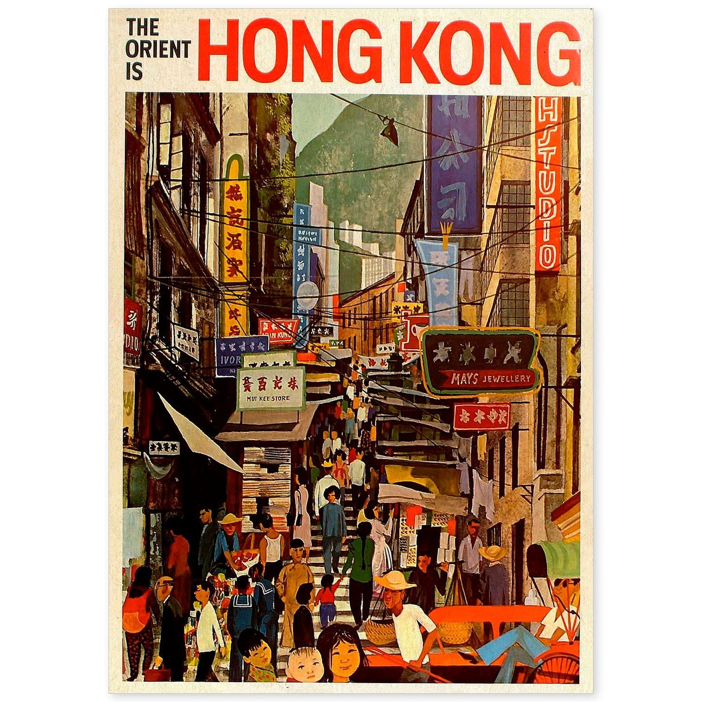 Poster vintage. Cartel vintage de Asia. Calle de Hong Kong.-Artwork-Nacnic-A4-Sin marco-Nacnic Estudio SL