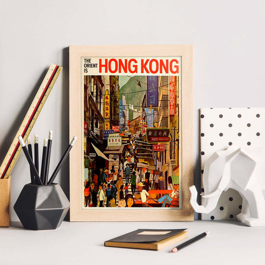 Poster vintage. Cartel vintage de Asia. Calle de Hong Kong.-Artwork-Nacnic-Nacnic Estudio SL