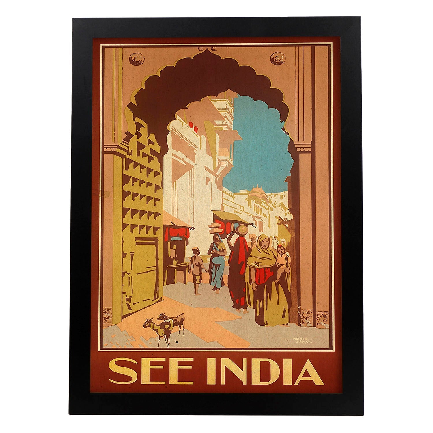 Poster vintage. Cartel vintage de Asia. Calle de India.-Artwork-Nacnic-A3-Marco Negro-Nacnic Estudio SL