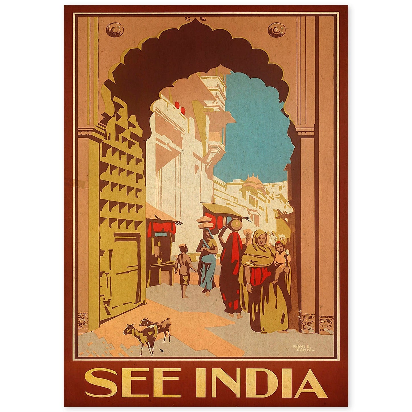 Poster vintage. Cartel vintage de Asia. Calle de India.-Artwork-Nacnic-A4-Sin marco-Nacnic Estudio SL