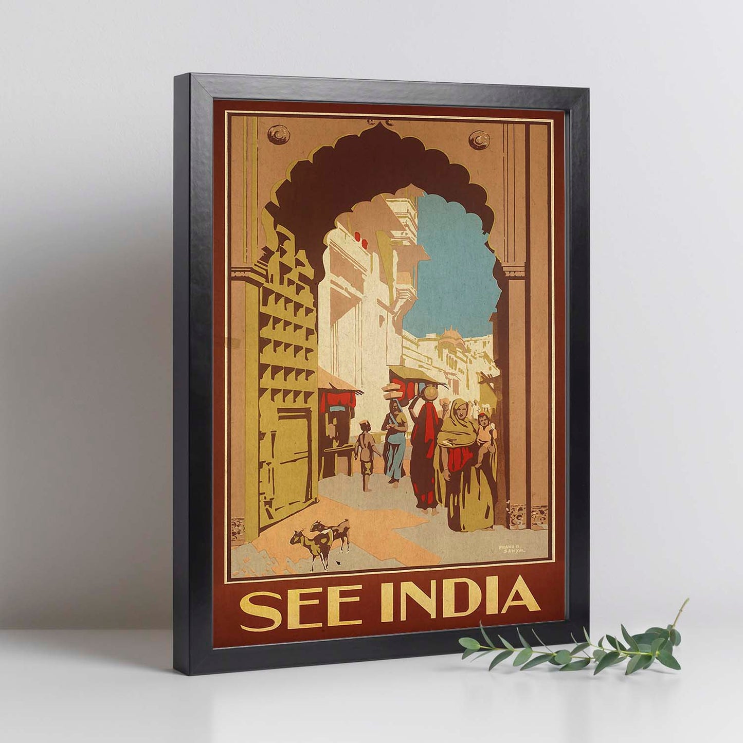 Poster vintage. Cartel vintage de Asia. Calle de India.-Artwork-Nacnic-Nacnic Estudio SL