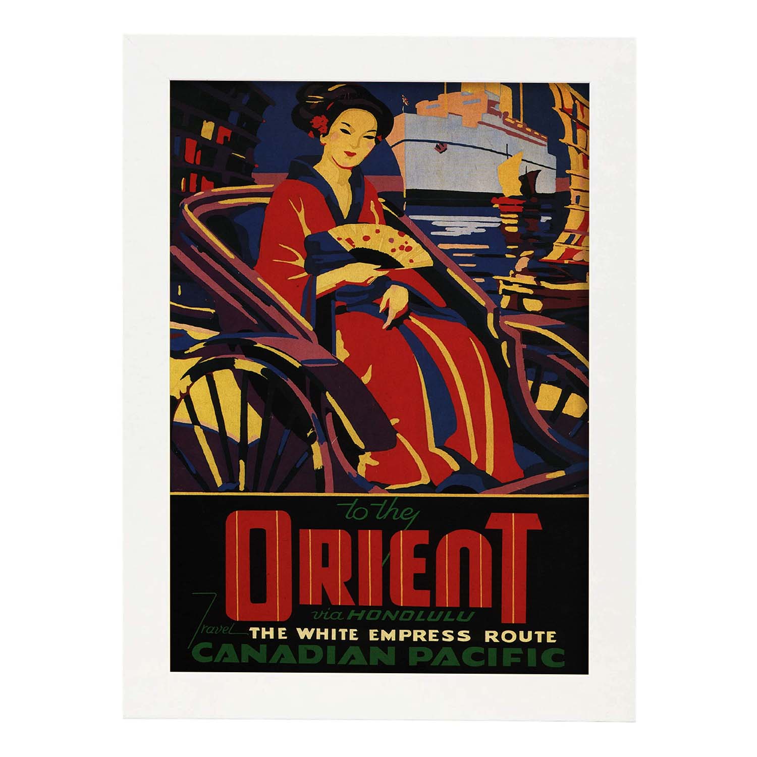 Poster vintage. Cartel vintage de Asia. Geisha de oriente.-Artwork-Nacnic-A4-Marco Blanco-Nacnic Estudio SL
