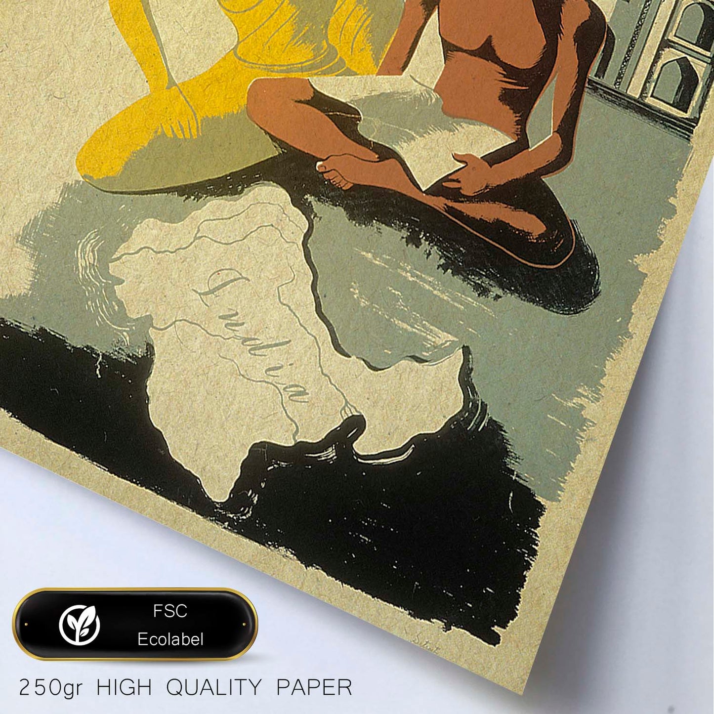 Poster vintage. Cartel vintage de Asia. Ghandi en India.-Artwork-Nacnic-Nacnic Estudio SL