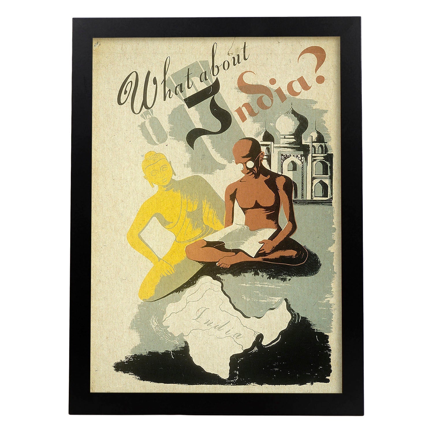 Poster vintage. Cartel vintage de Asia. Ghandi en India.-Artwork-Nacnic-A3-Marco Negro-Nacnic Estudio SL