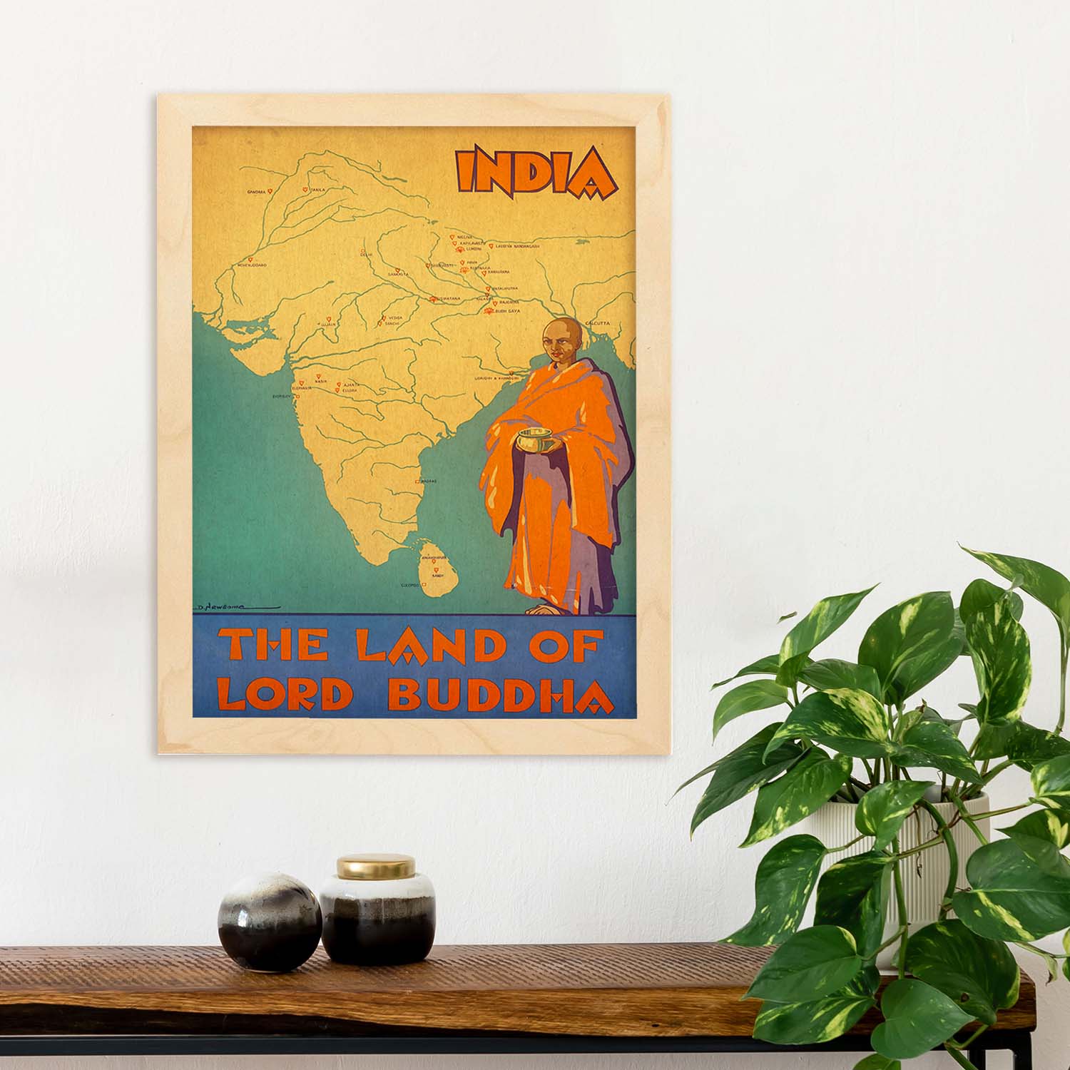 Poster vintage. Cartel vintage de Asia. India, la tierra de Buda.-Artwork-Nacnic-Nacnic Estudio SL