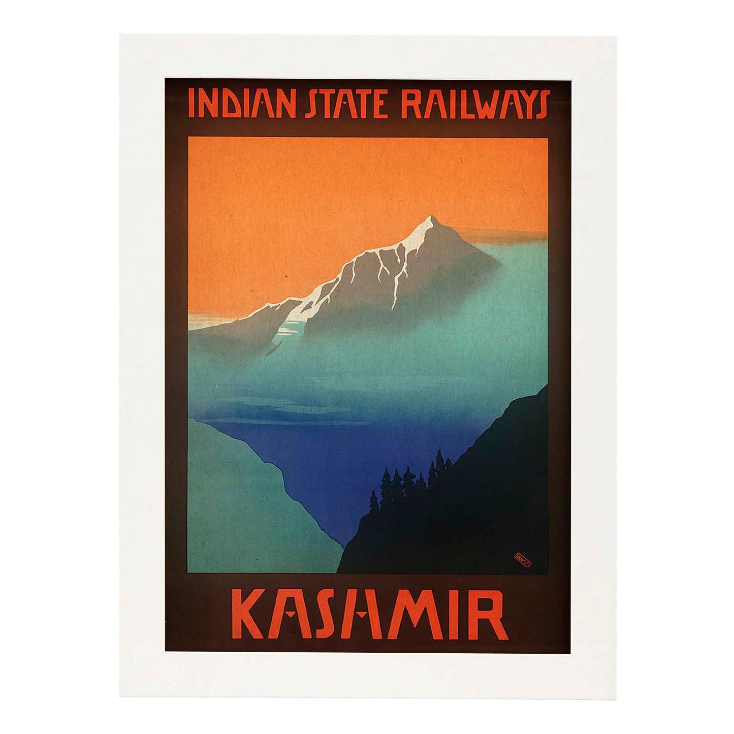 Poster vintage. Cartel vintage de Asia. Montañas de Kashmir.-Artwork-Nacnic-A3-Marco Blanco-Nacnic Estudio SL