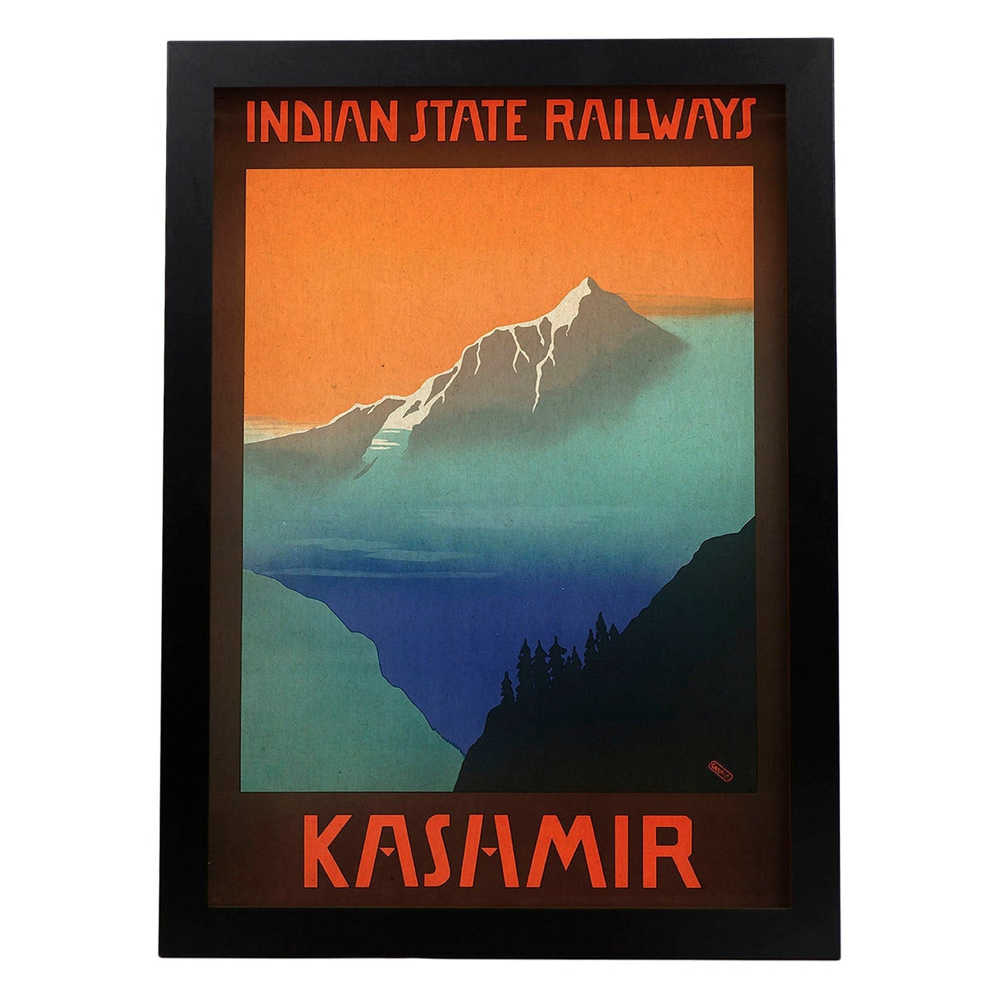 Poster vintage. Cartel vintage de Asia. Montañas de Kashmir.-Artwork-Nacnic-A3-Marco Negro-Nacnic Estudio SL