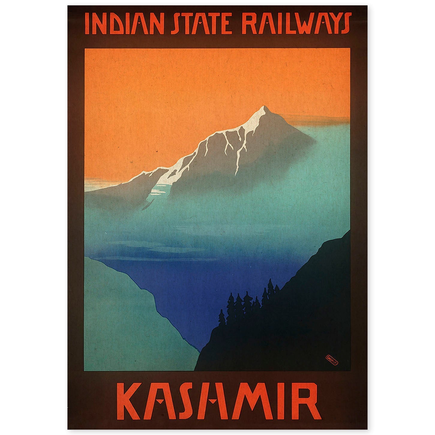 Poster vintage. Cartel vintage de Asia. Montañas de Kashmir.-Artwork-Nacnic-A4-Sin marco-Nacnic Estudio SL