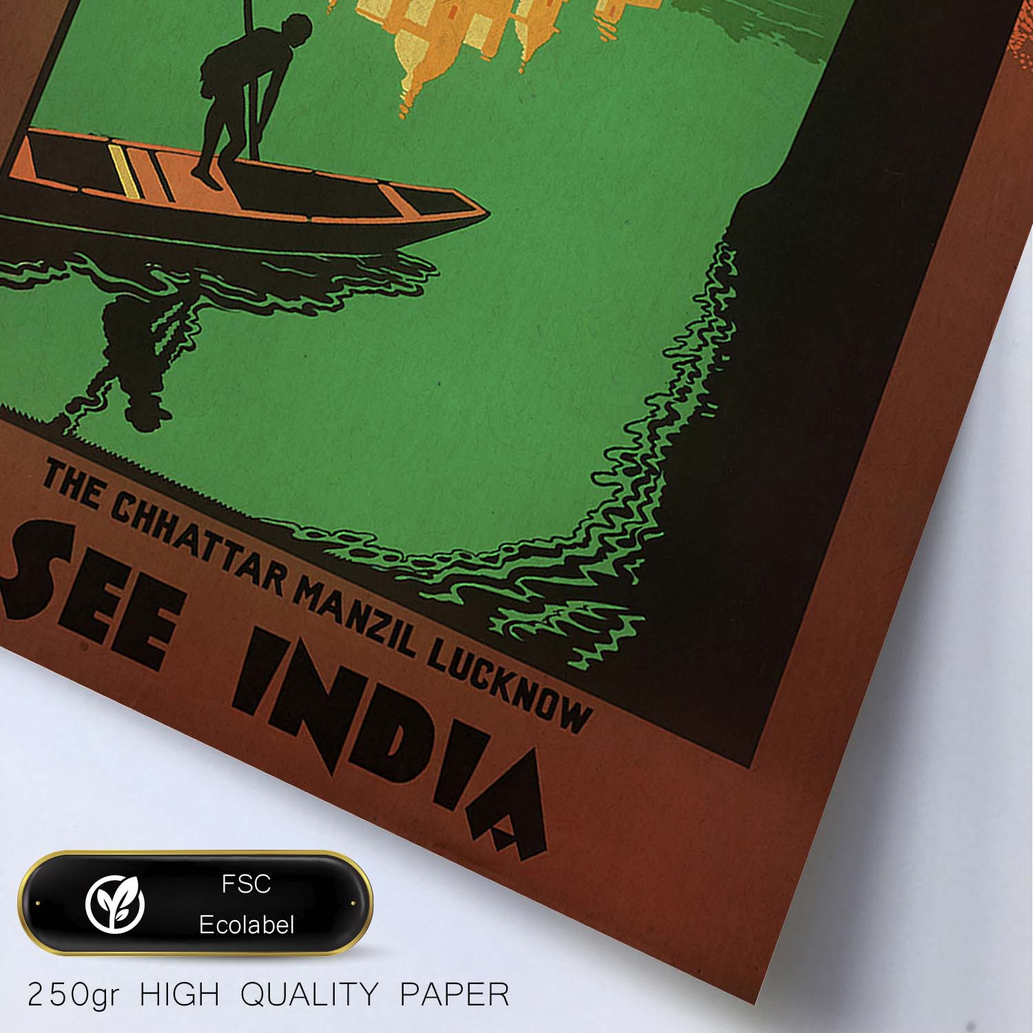 Poster vintage. Cartel vintage de Asia. Rio Ganges, India.-Artwork-Nacnic-Nacnic Estudio SL