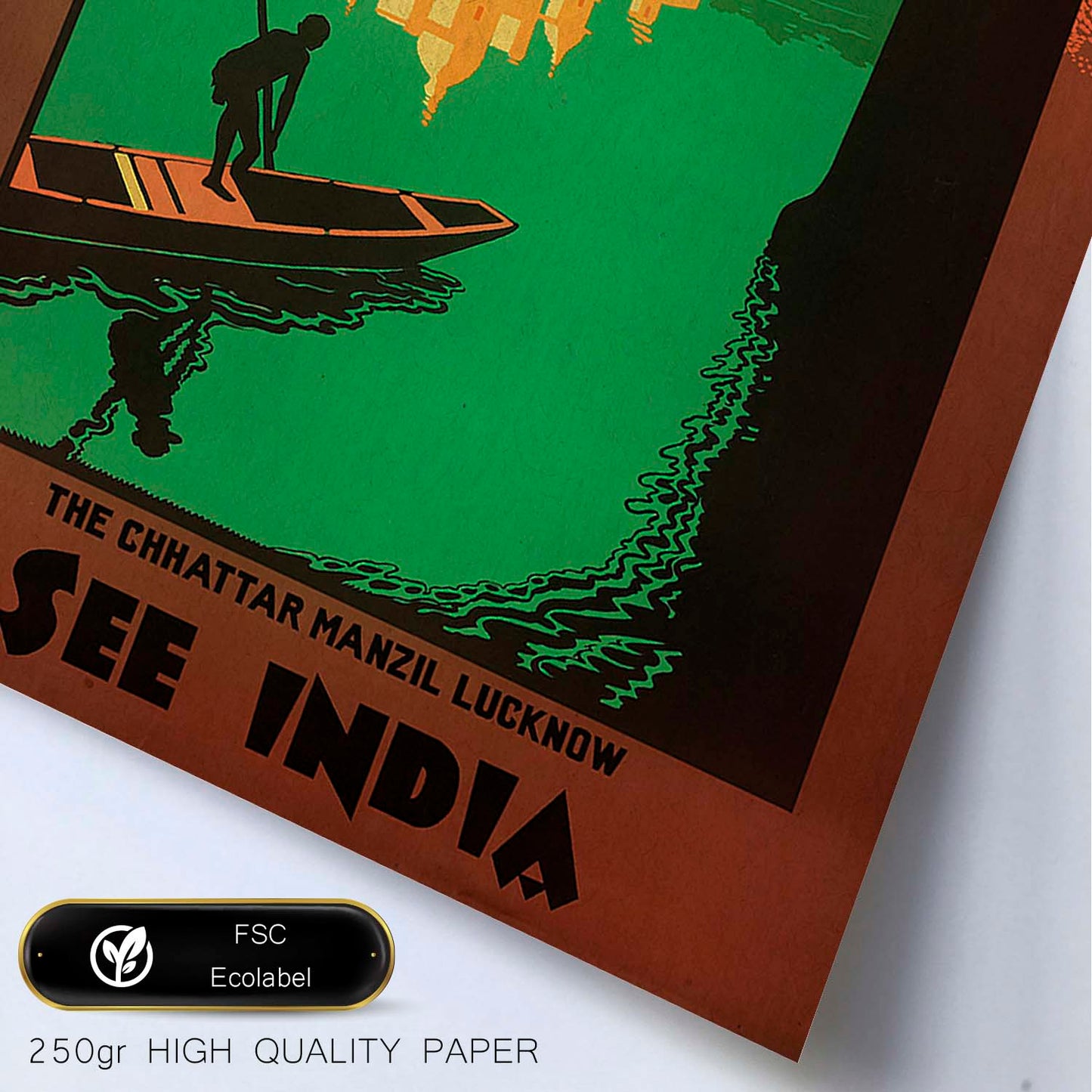 Poster vintage. Cartel vintage de Asia. Rio Ganges, India.-Artwork-Nacnic-Nacnic Estudio SL