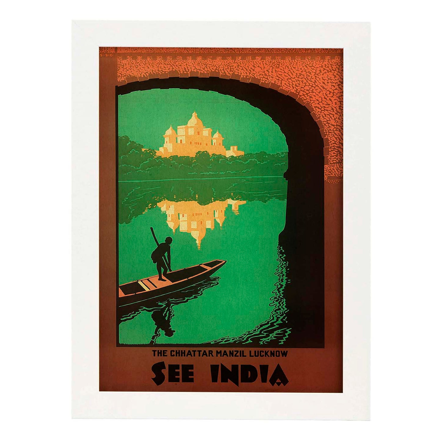 Poster vintage. Cartel vintage de Asia. Rio Ganges, India.-Artwork-Nacnic-A3-Marco Blanco-Nacnic Estudio SL
