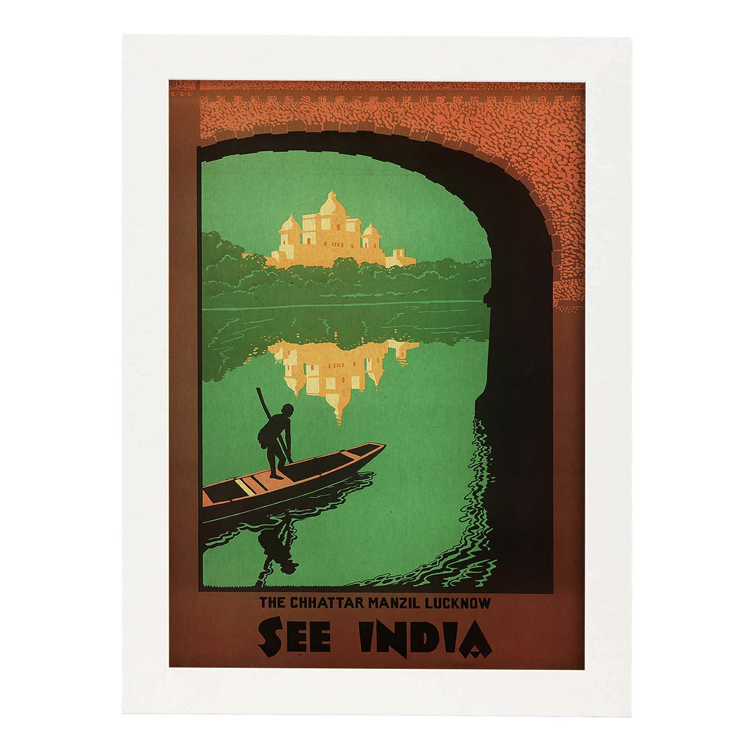 Poster vintage. Cartel vintage de Asia. Rio Ganges, India.-Artwork-Nacnic-A3-Marco Blanco-Nacnic Estudio SL