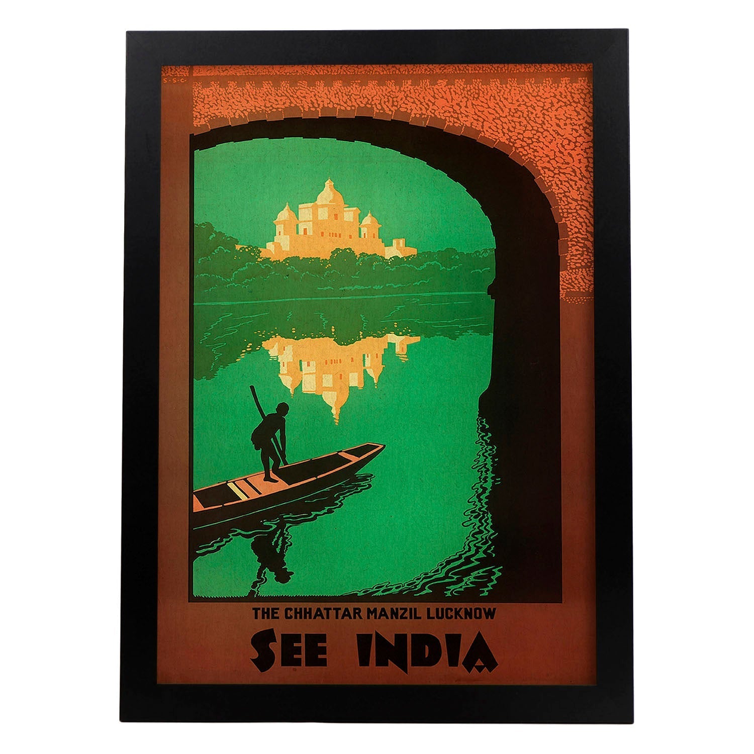 Poster vintage. Cartel vintage de Asia. Rio Ganges, India.-Artwork-Nacnic-A3-Marco Negro-Nacnic Estudio SL