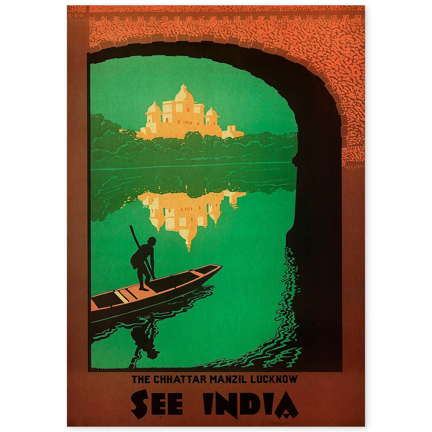 Poster vintage. Cartel vintage de Asia. Rio Ganges, India.-Artwork-Nacnic-A4-Sin marco-Nacnic Estudio SL