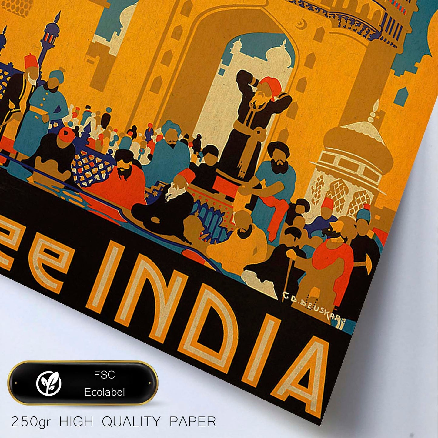 Poster vintage. Cartel vintage de Asia. Templo de India.-Artwork-Nacnic-Nacnic Estudio SL