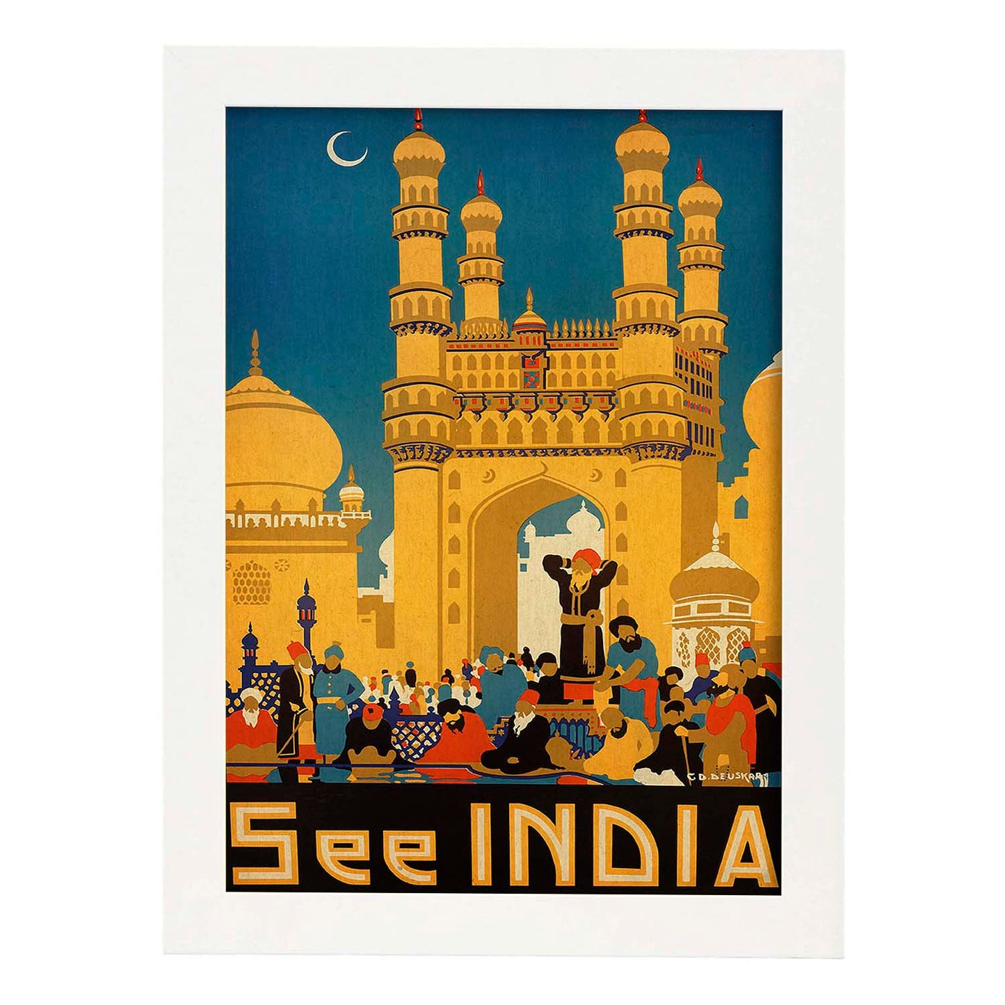 Poster vintage. Cartel vintage de Asia. Templo de India.-Artwork-Nacnic-A3-Marco Blanco-Nacnic Estudio SL