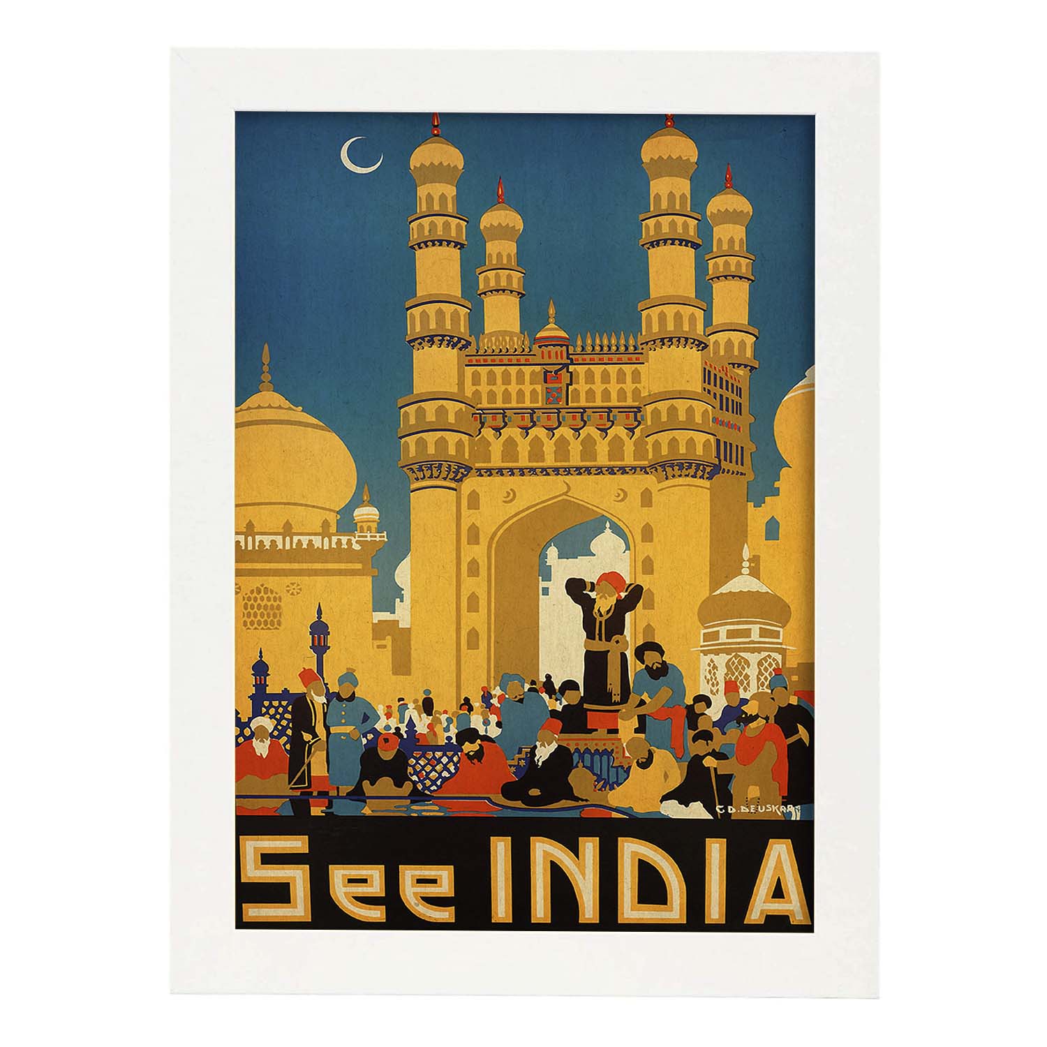 Poster vintage. Cartel vintage de Asia. Templo de India.-Artwork-Nacnic-A3-Marco Blanco-Nacnic Estudio SL