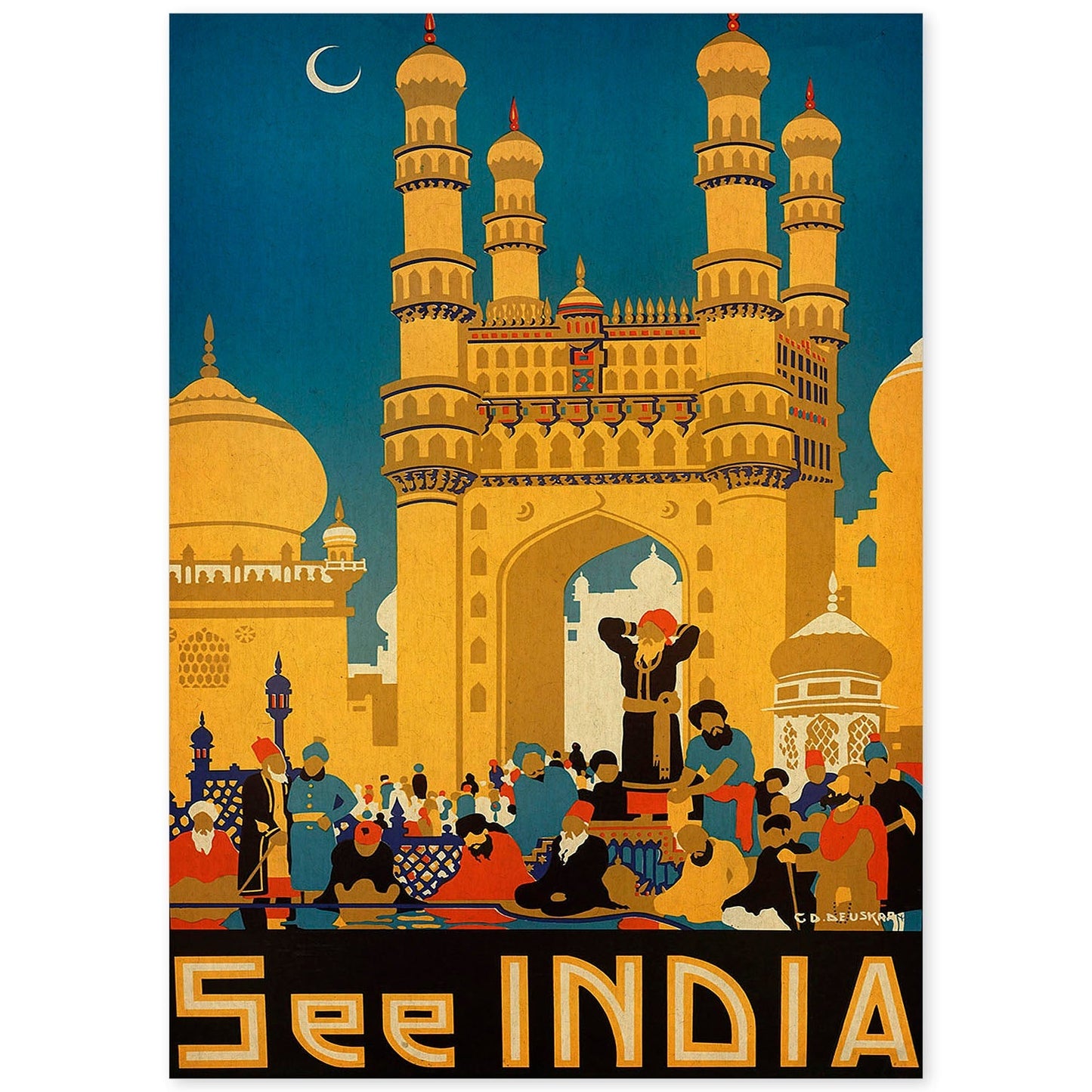 Poster vintage. Cartel vintage de Asia. Templo de India.-Artwork-Nacnic-A4-Sin marco-Nacnic Estudio SL