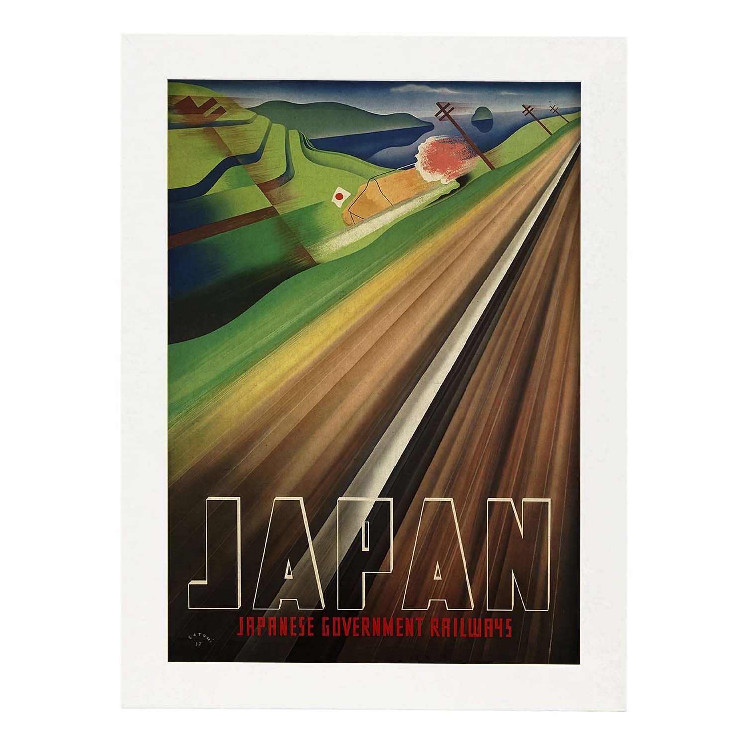 Poster vintage. Cartel vintage de Asia. Tren de Japón.-Artwork-Nacnic-A3-Marco Blanco-Nacnic Estudio SL
