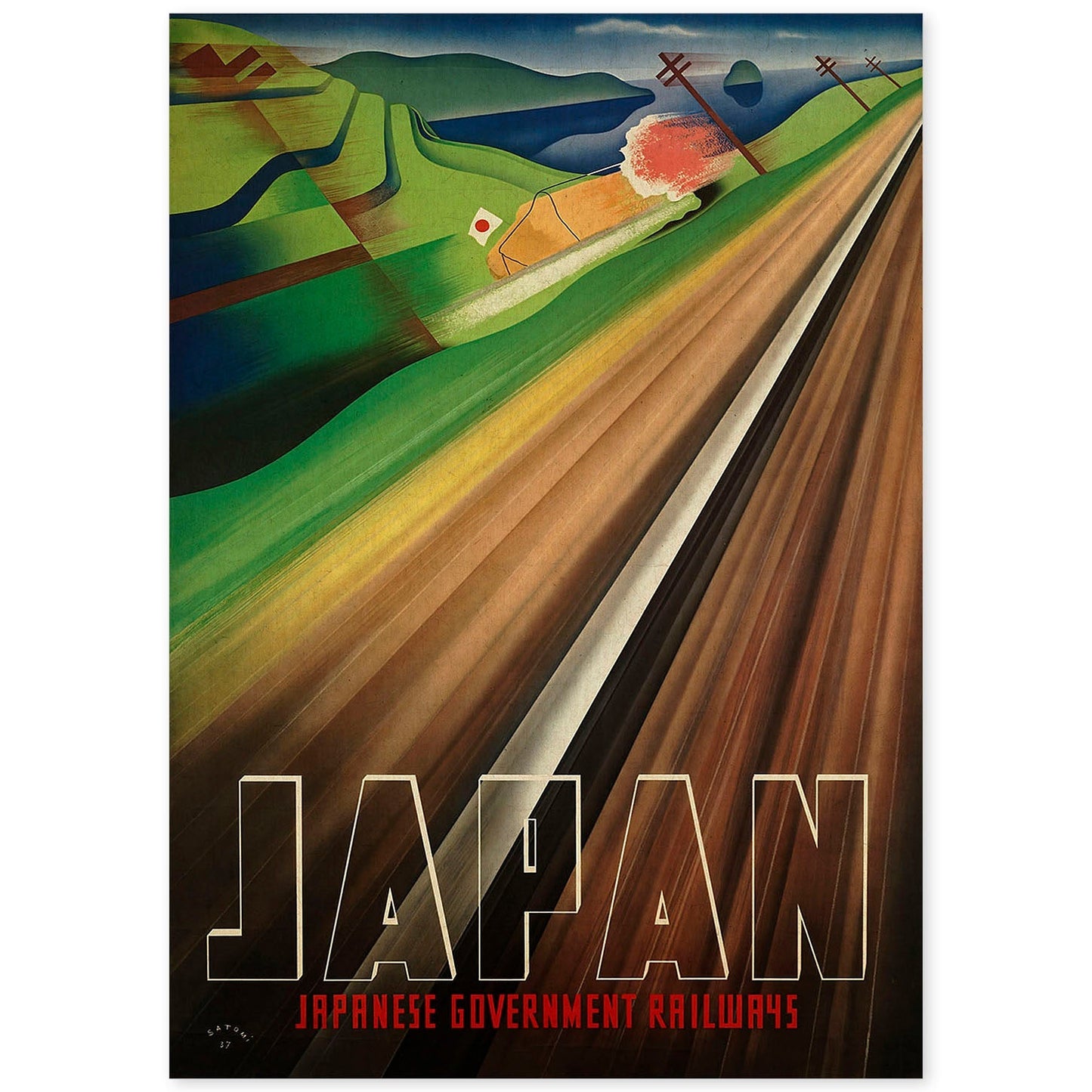 Poster vintage. Cartel vintage de Asia. Tren de Japón.-Artwork-Nacnic-A4-Sin marco-Nacnic Estudio SL