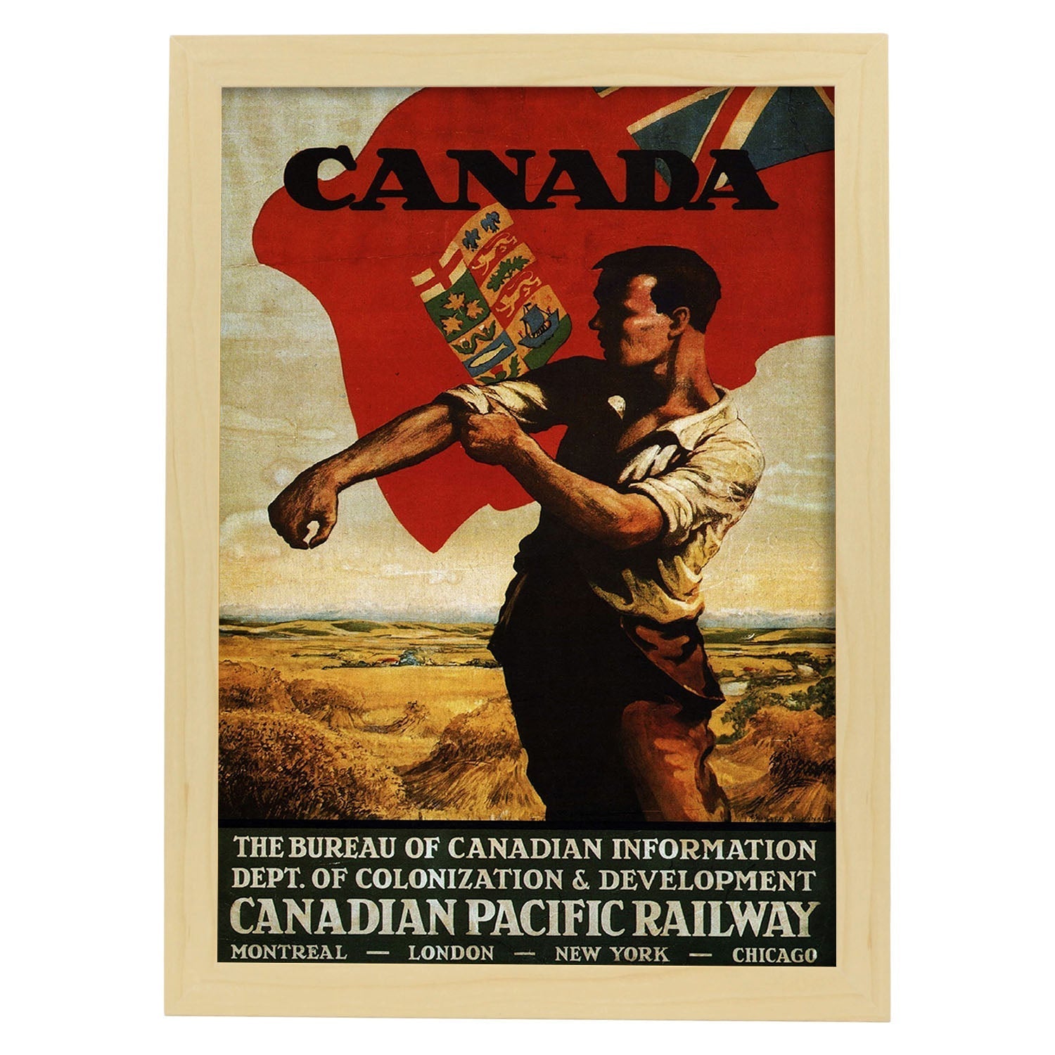 Poster vintage. Cartel vintage de Canadá.-Artwork-Nacnic-A3-Marco Madera clara-Nacnic Estudio SL