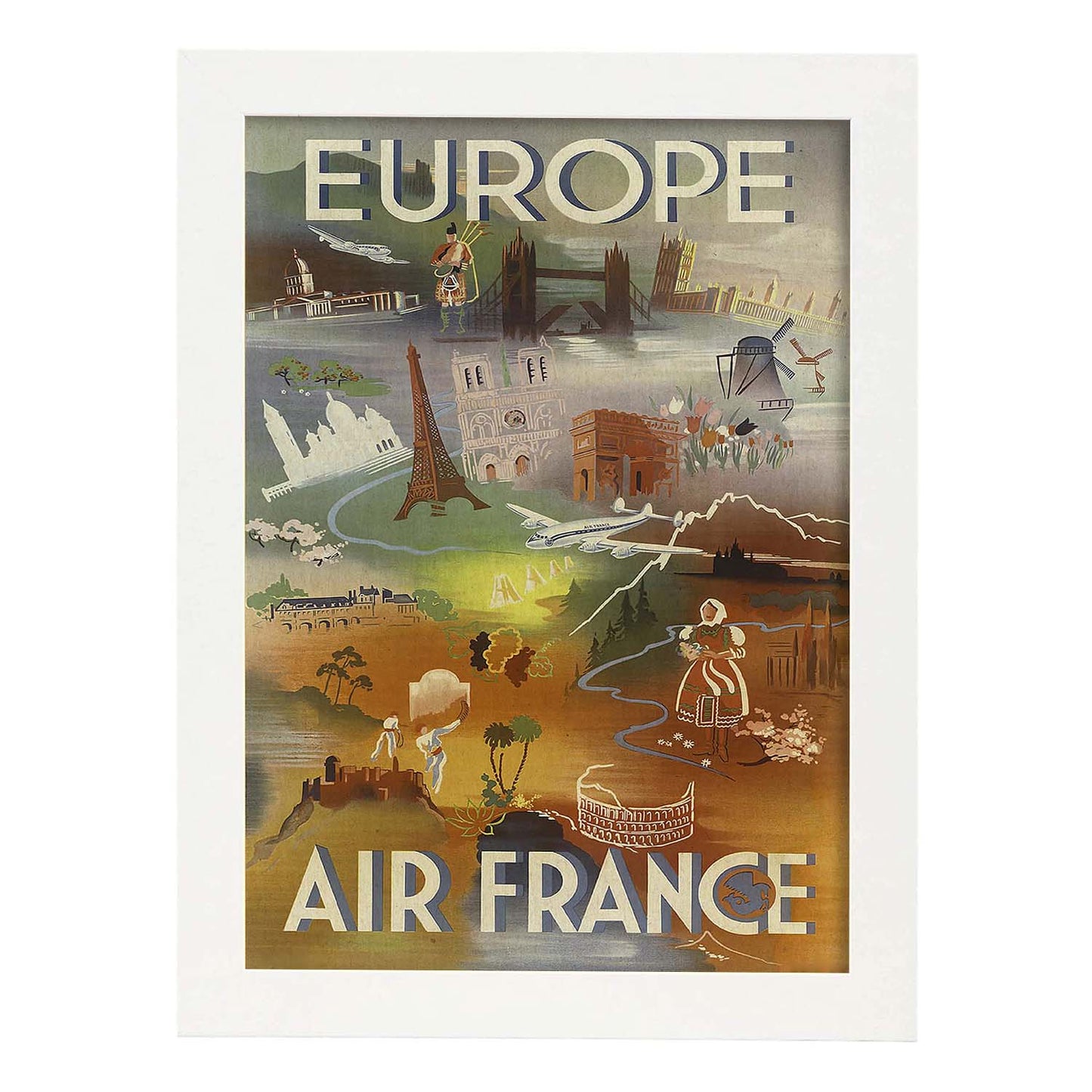 Poster vintage. Cartel vintage de Europa. Air France.-Artwork-Nacnic-A3-Marco Blanco-Nacnic Estudio SL