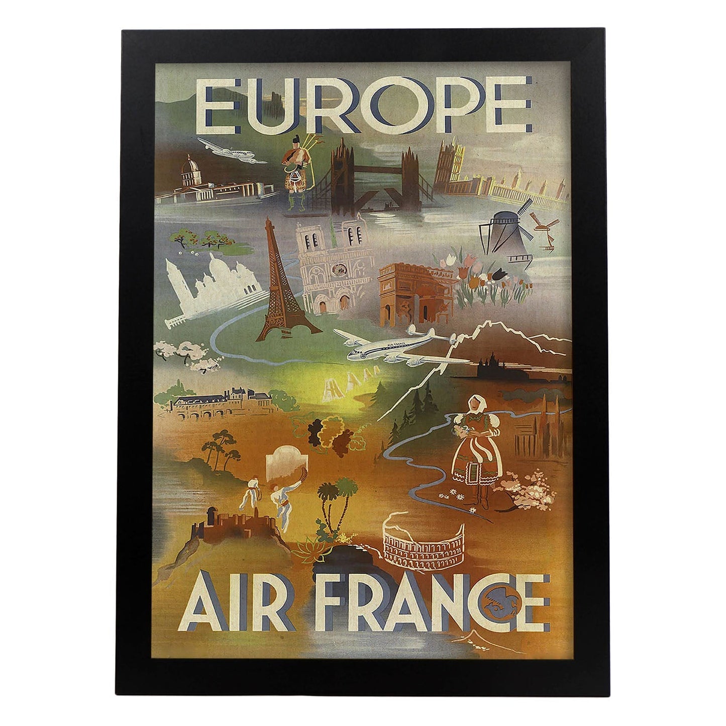 Poster vintage. Cartel vintage de Europa. Air France.-Artwork-Nacnic-A4-Marco Negro-Nacnic Estudio SL