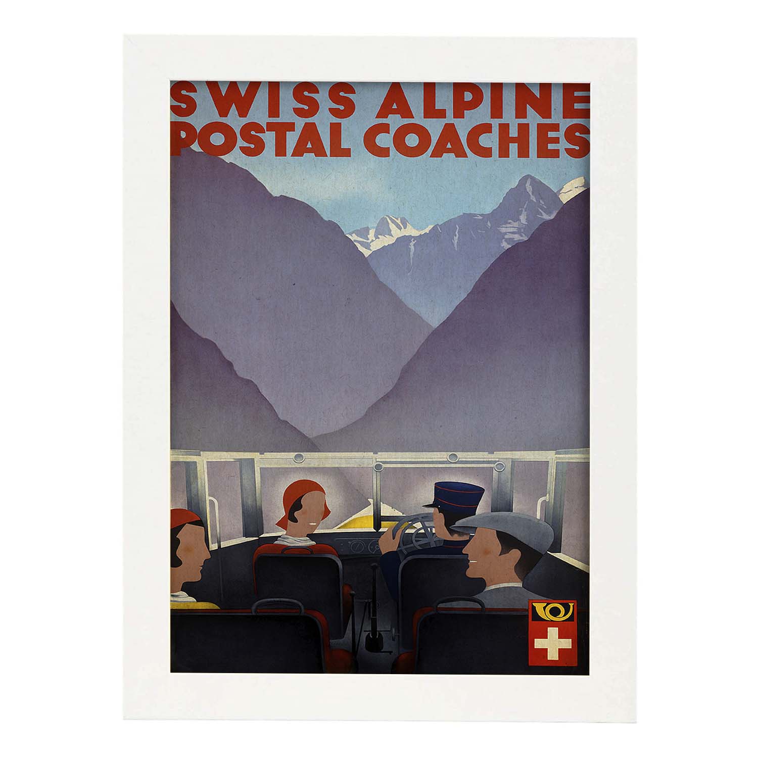 Poster vintage. Cartel vintage de Europa. Alpes suizos.-Artwork-Nacnic-A4-Marco Blanco-Nacnic Estudio SL
