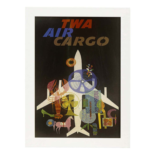 Poster vintage. Cartel vintage de Europa. Avion de carga.-Artwork-Nacnic-A4-Marco Blanco-Nacnic Estudio SL