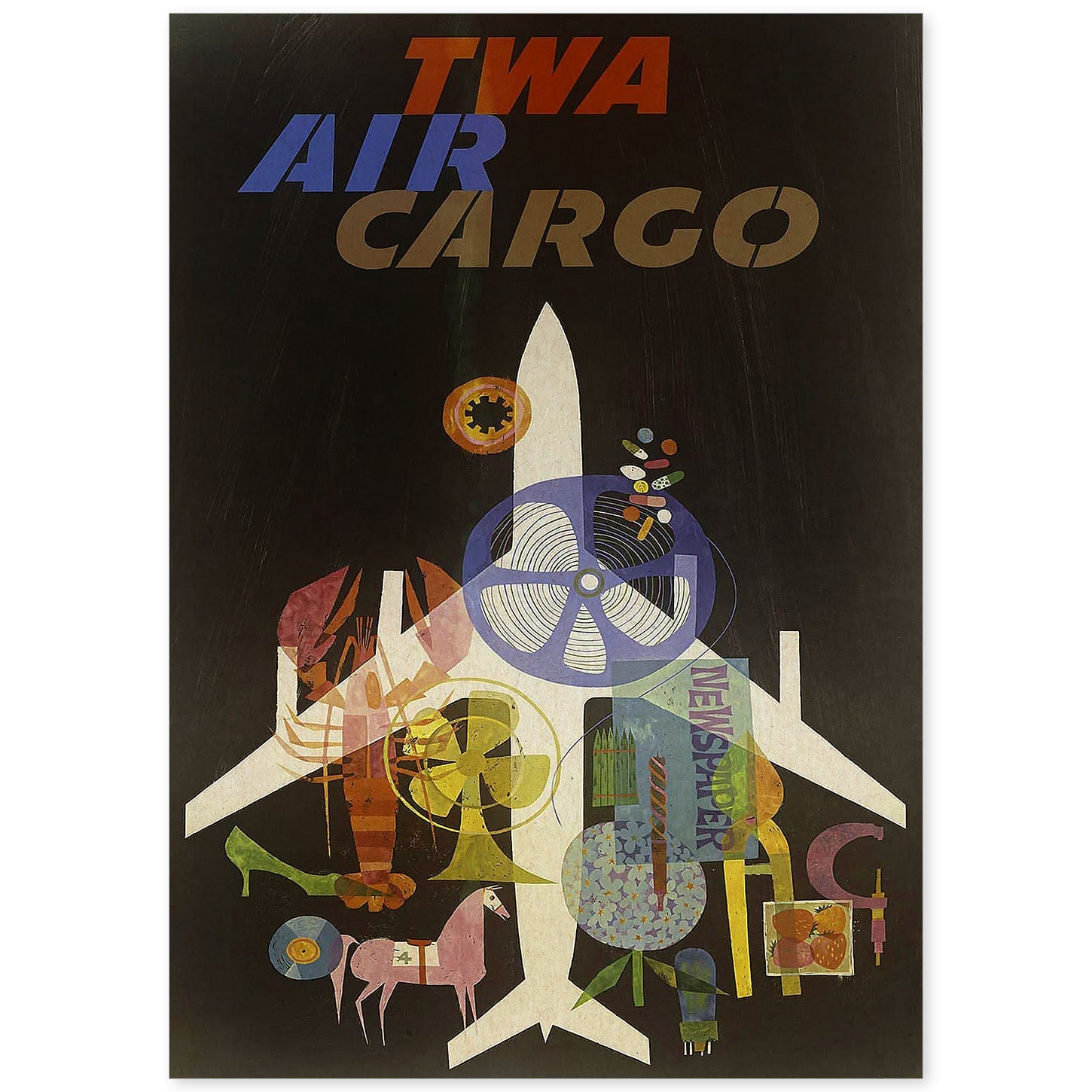 Poster vintage. Cartel vintage de Europa. Avion de carga.-Artwork-Nacnic-A4-Sin marco-Nacnic Estudio SL
