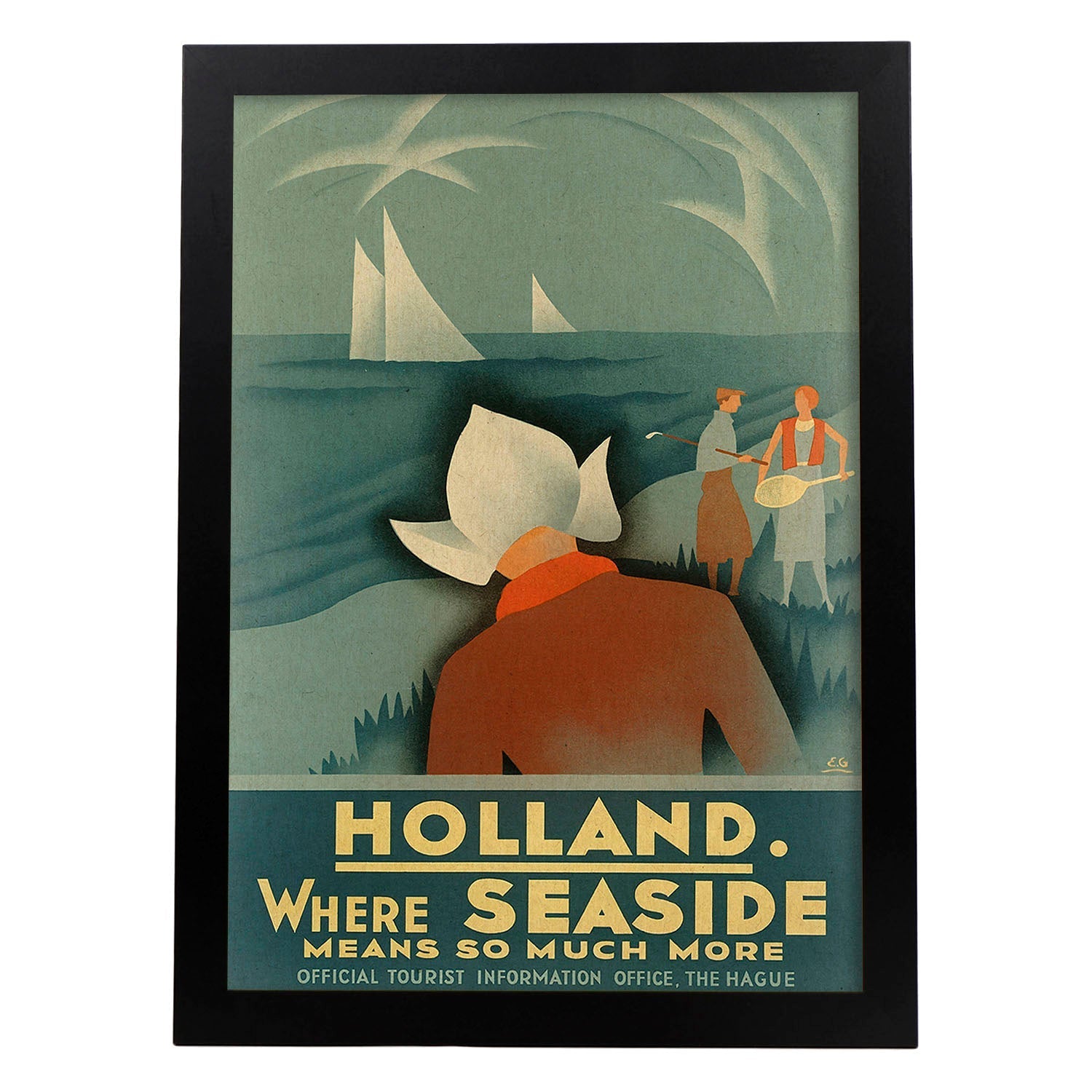 Poster vintage. Cartel vintage de Europa. Barcos en Holanda.-Artwork-Nacnic-A4-Marco Negro-Nacnic Estudio SL