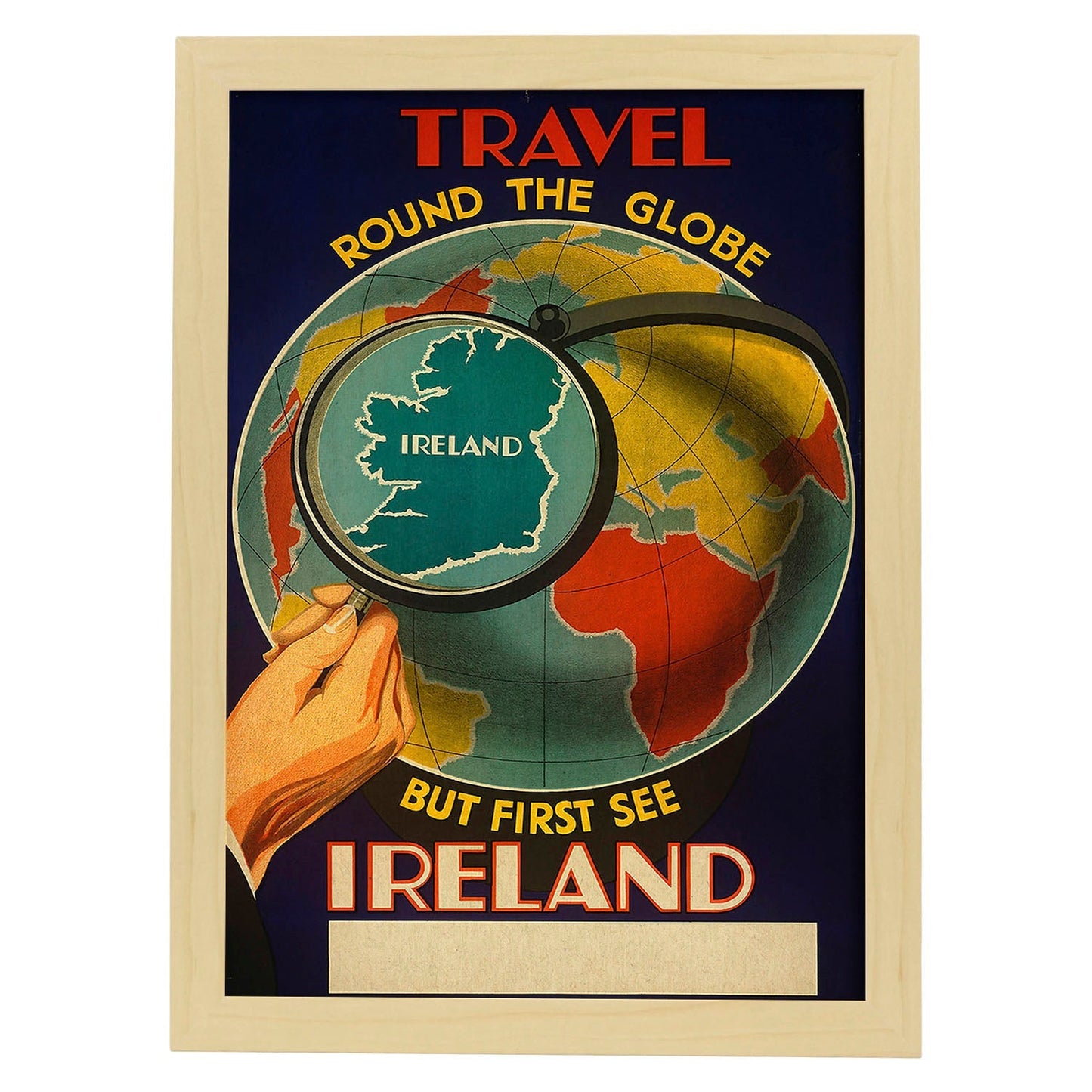 Poster vintage. Cartel vintage de Europa. Conoce Irlanda.-Artwork-Nacnic-A3-Marco Madera clara-Nacnic Estudio SL