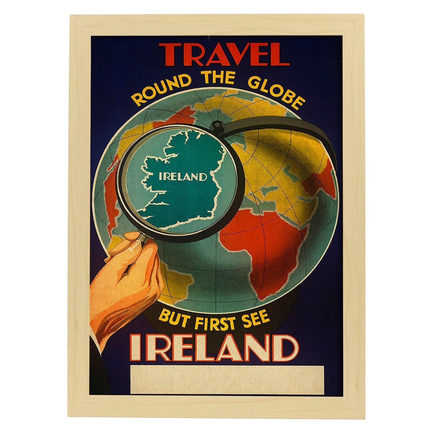 Poster vintage. Cartel vintage de Europa. Conoce Irlanda.-Artwork-Nacnic-A4-Marco Madera clara-Nacnic Estudio SL