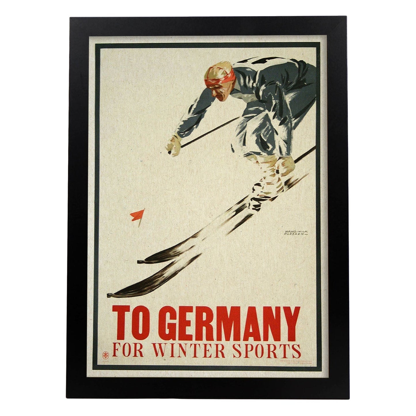 Poster vintage. Cartel vintage de Europa. Deportes de invierno en Alemania.-Artwork-Nacnic-A3-Marco Negro-Nacnic Estudio SL