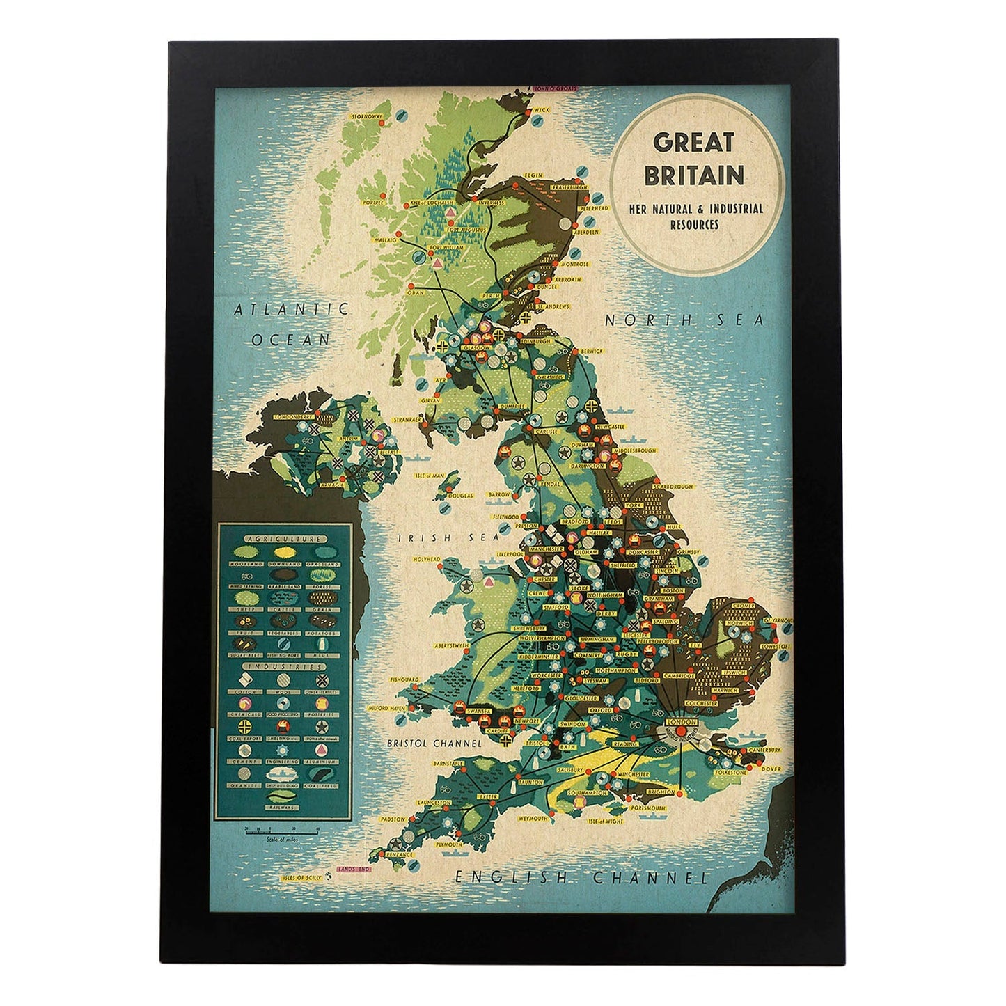 Poster vintage. Cartel vintage de Europa. Gran Bretaña.-Artwork-Nacnic-A3-Marco Negro-Nacnic Estudio SL