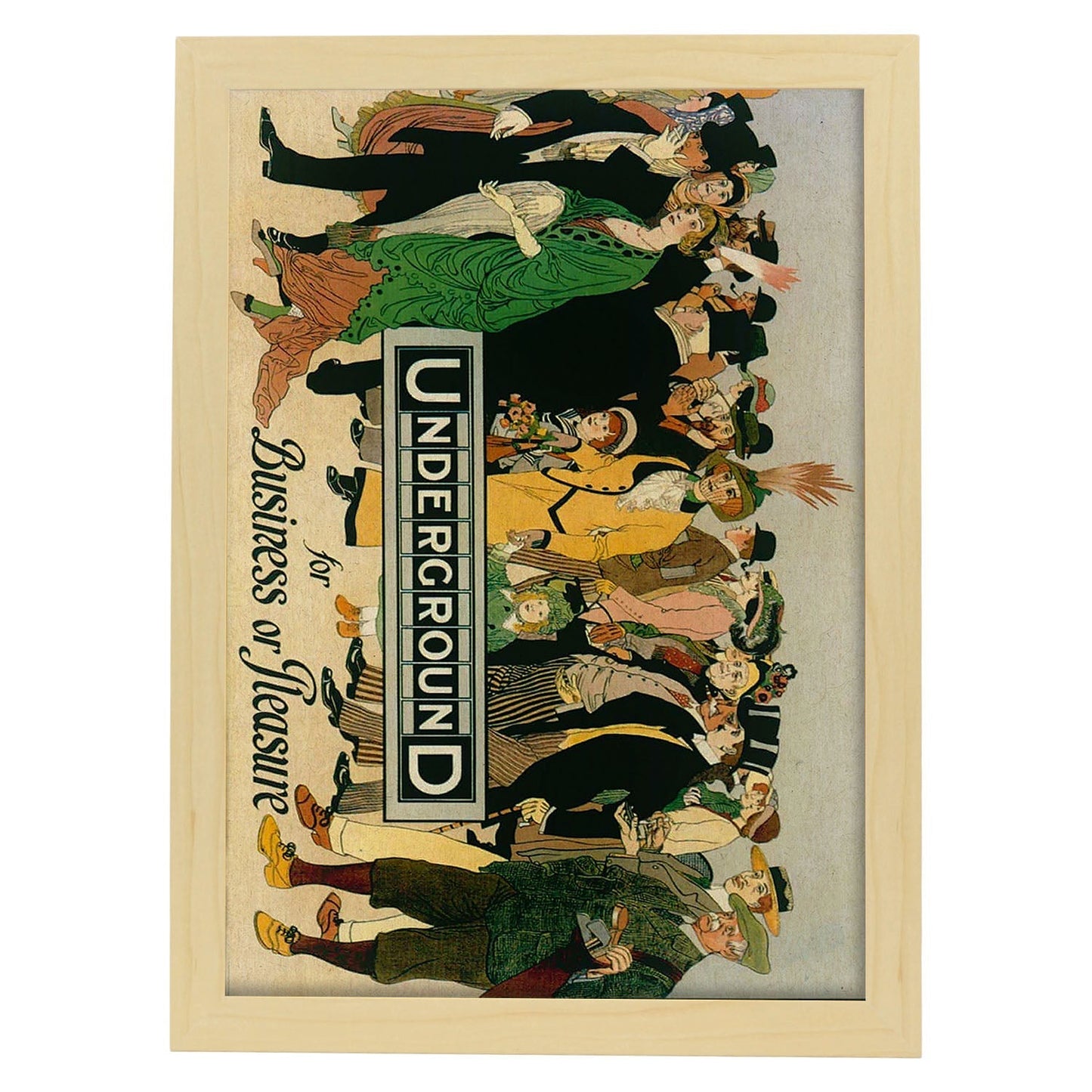 Poster vintage. Cartel vintage de Europa. Metro de Londres, 1913.-Artwork-Nacnic-A3-Marco Madera clara-Nacnic Estudio SL