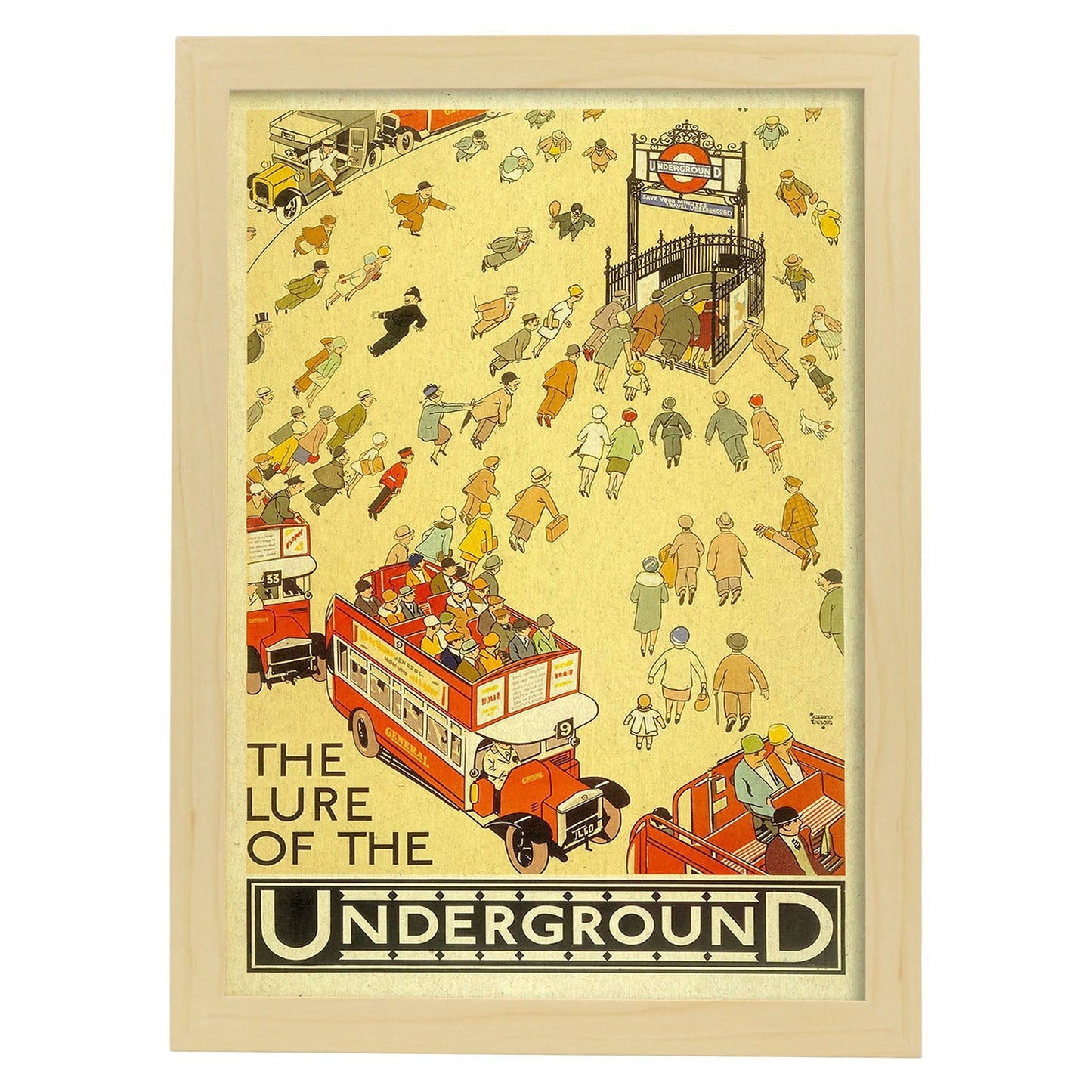 Poster vintage. Cartel vintage de Europa. Metro de Londres.-Artwork-Nacnic-A3-Marco Madera clara-Nacnic Estudio SL